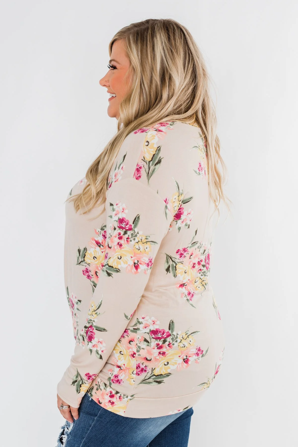 All The Love Floral Twist Top- Light Peach - Image 9