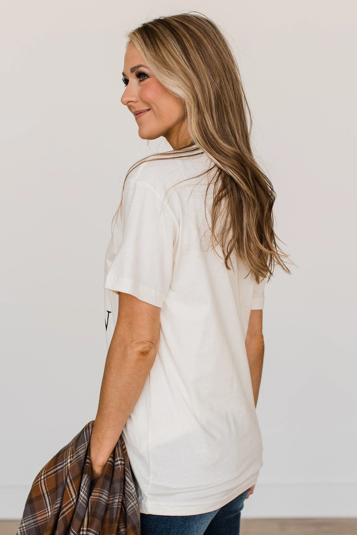 "All The Plaid And Pumpkin Things" Graphic Tee- Cream - Image 6