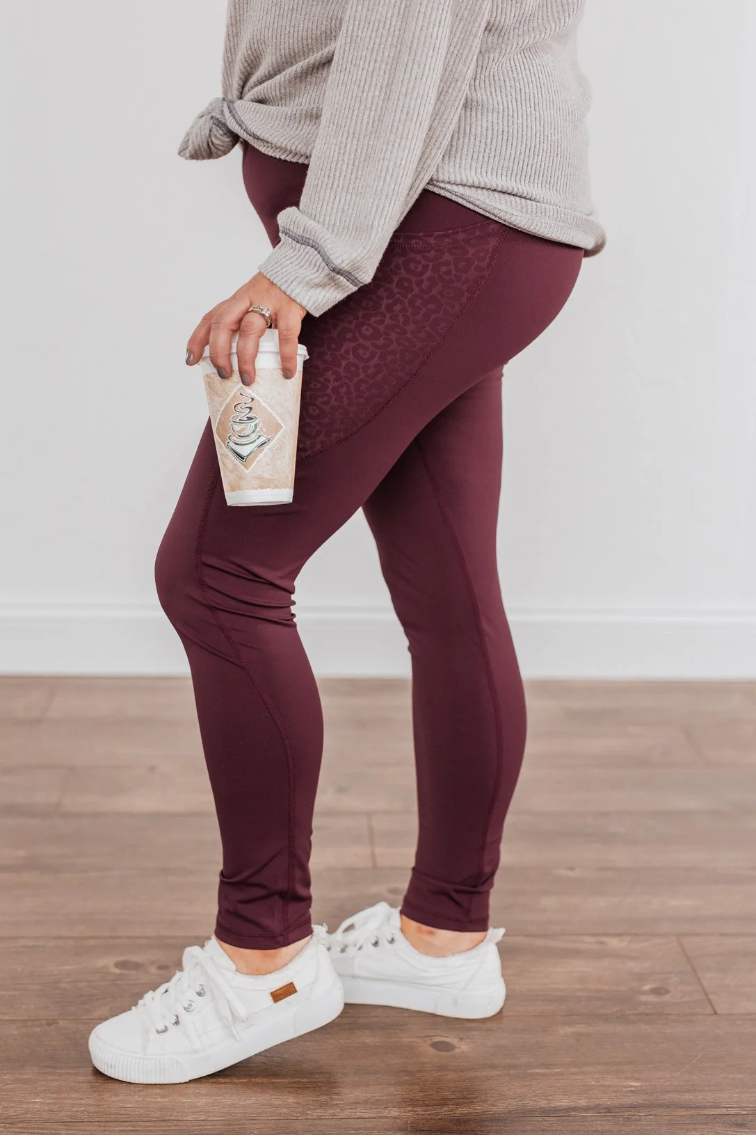 All The Talk Athleisure Pocket Leggings- Maroon - Image 7