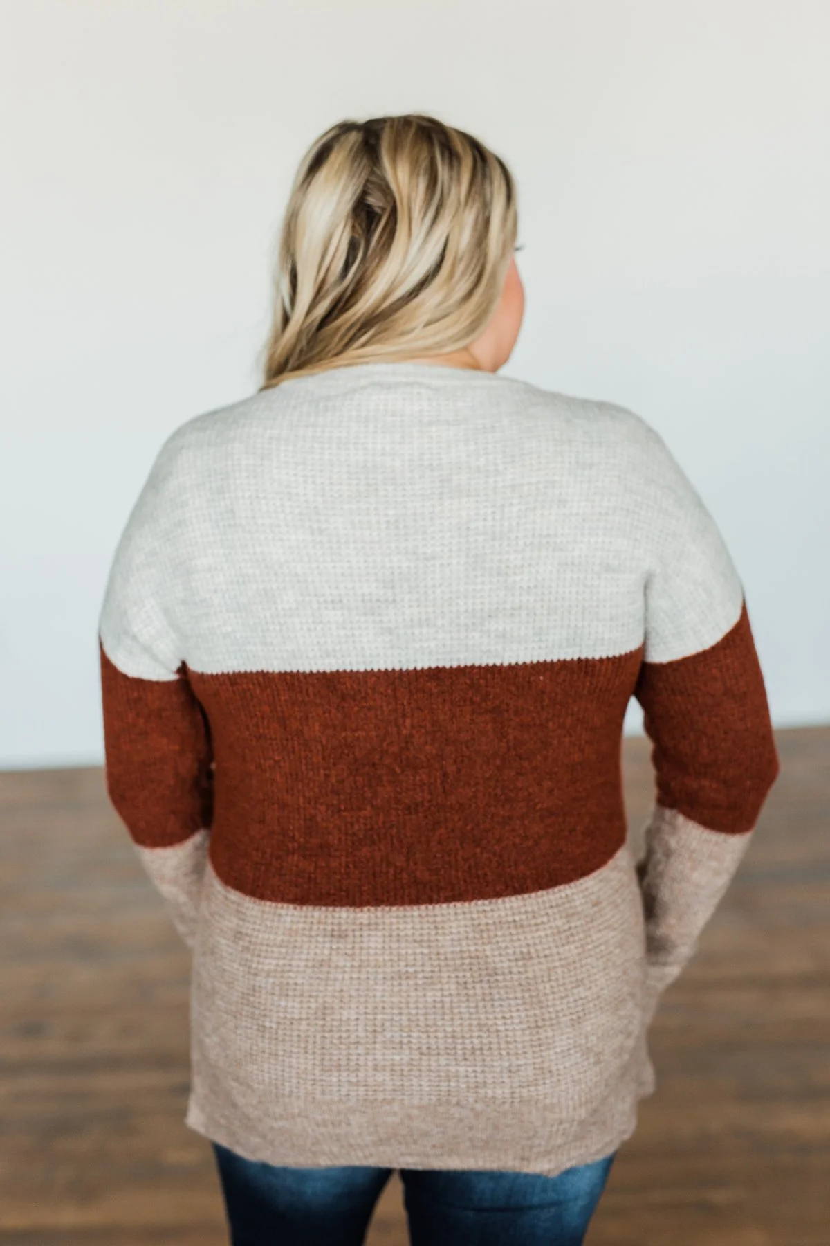 All Things Charming Colorblock Sweater- Oatmeal, Rust, Mocha - Image 11
