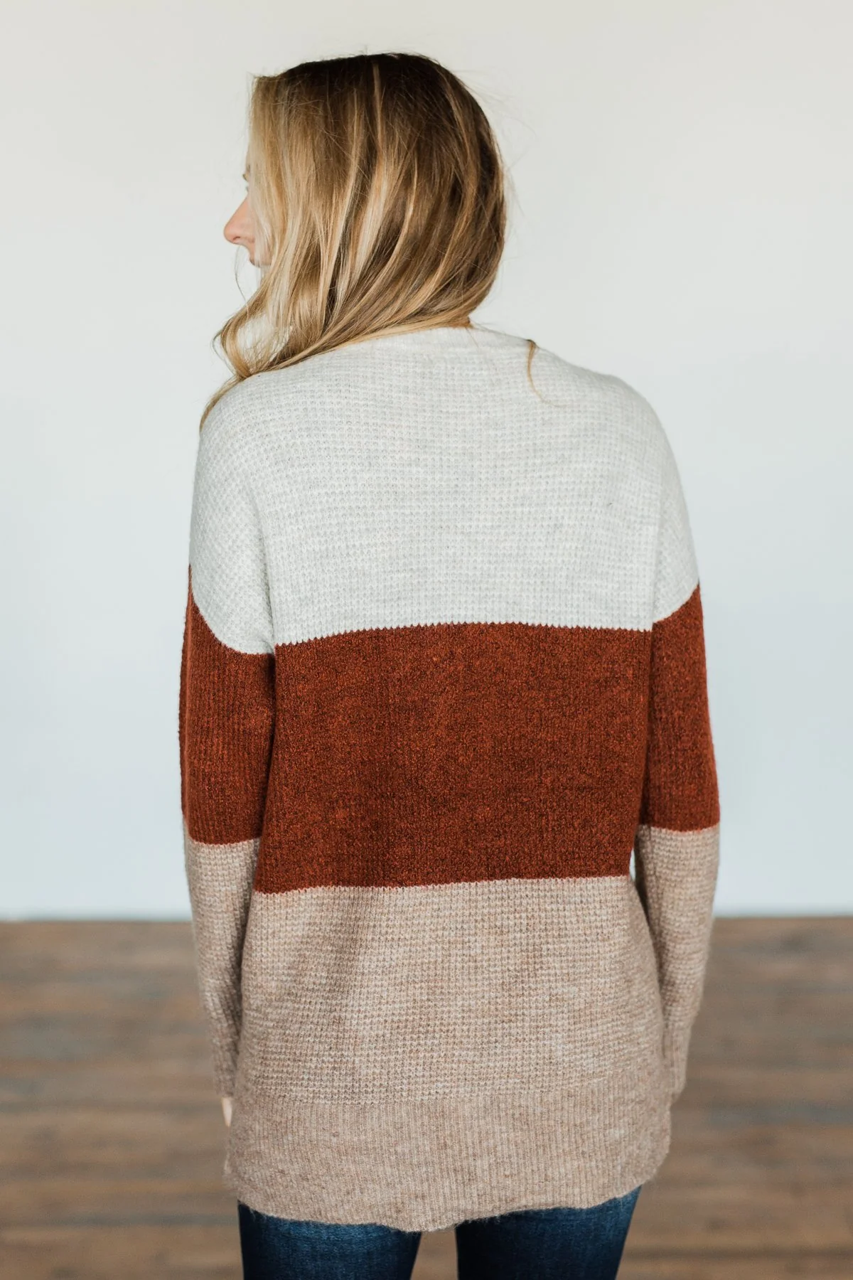 All Things Charming Colorblock Sweater- Oatmeal, Rust, Mocha - Image 8