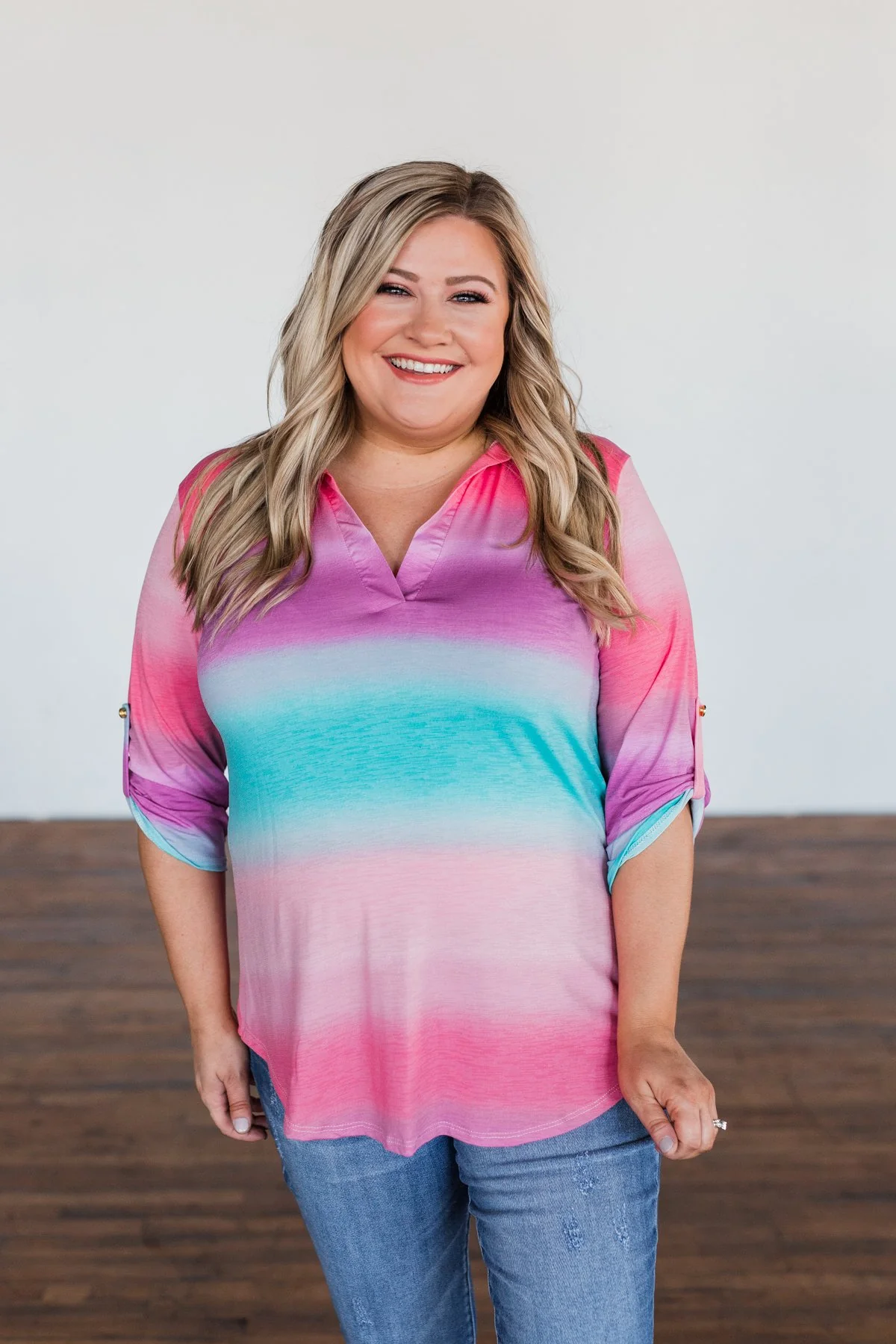All This Love Color Block Top- Fuchsia, Mint, & Purple - Image 5