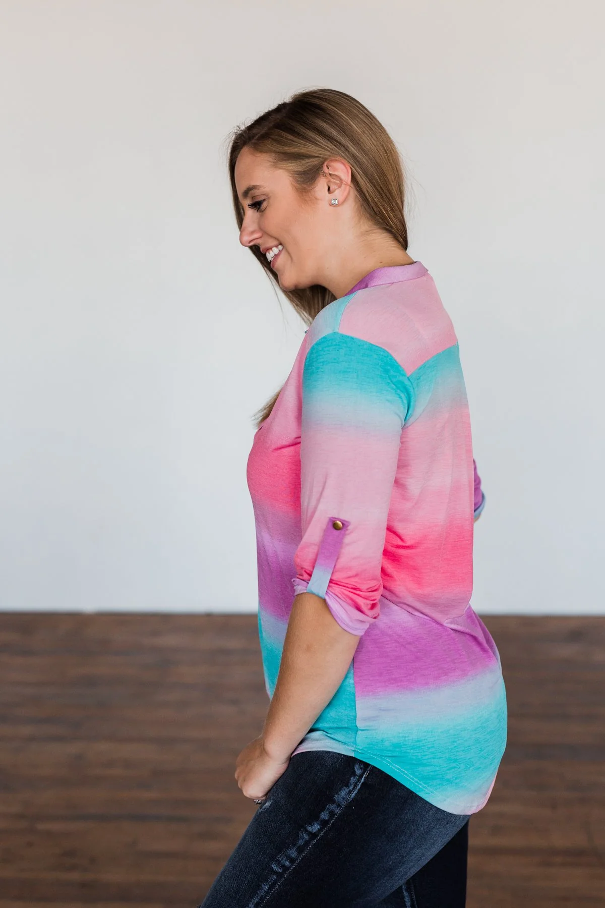All This Love Color Block Top- Fuchsia, Mint, & Purple - Image 8