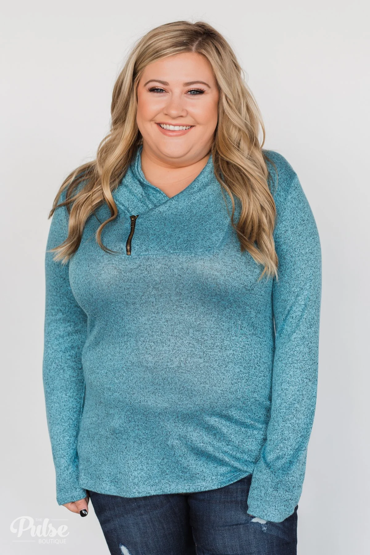 All This Time Zipper Pullover Top- Blue - Image 8