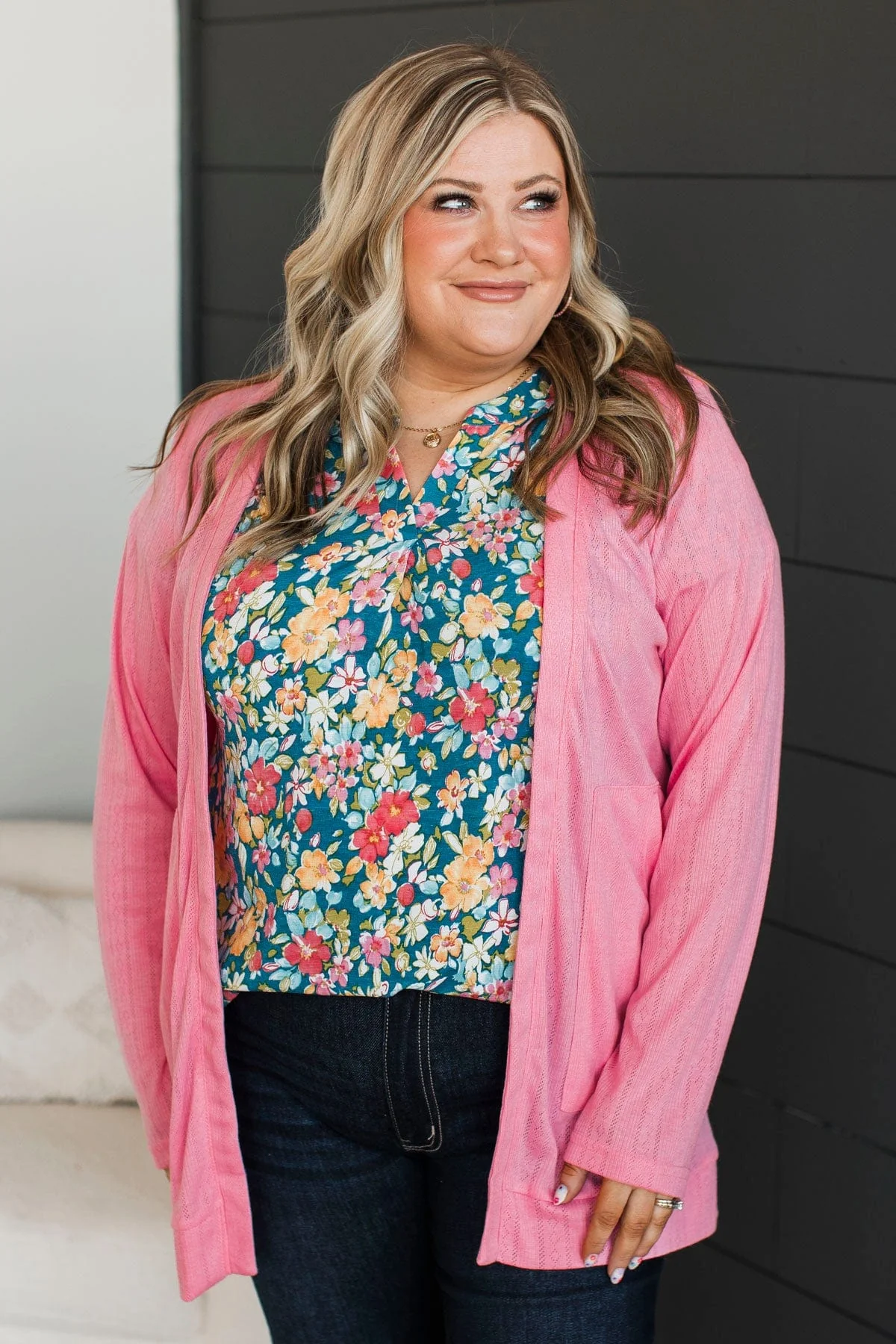All To Ourselves Knit Cardigan- Bright Pink - Image 3