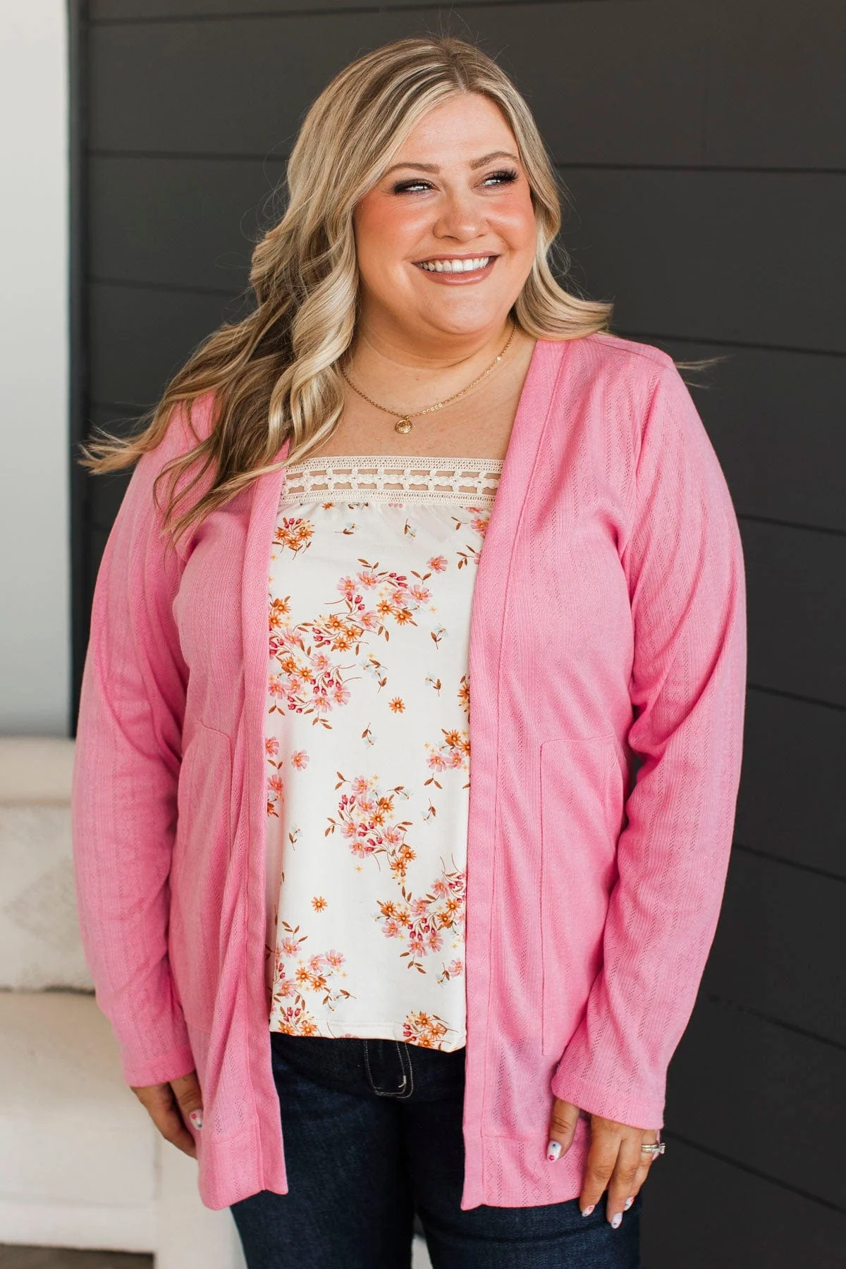 All To Ourselves Knit Cardigan- Bright Pink - Image 5