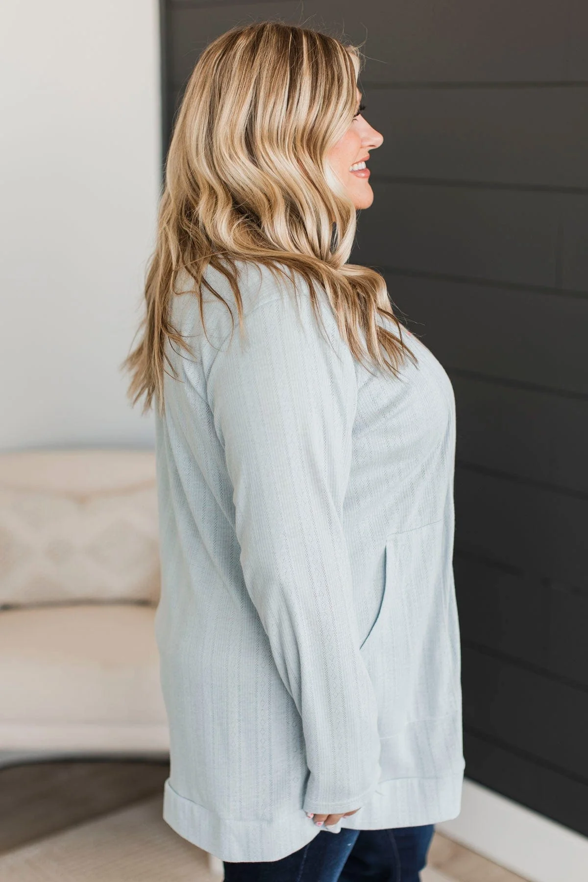 All To Ourselves Knit Cardigan- Light Blue - Image 5