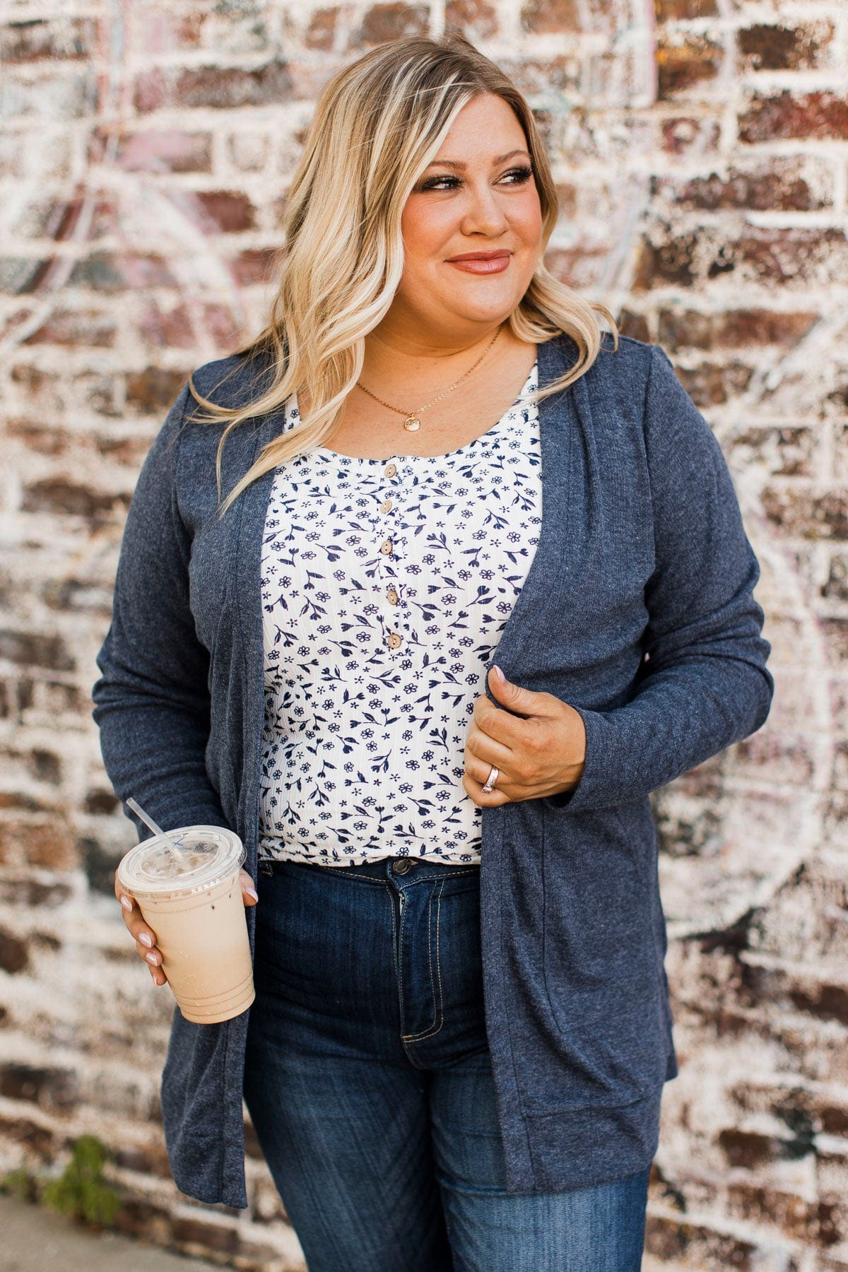 All To Ourselves Knit Cardigan- Navy - Image 3