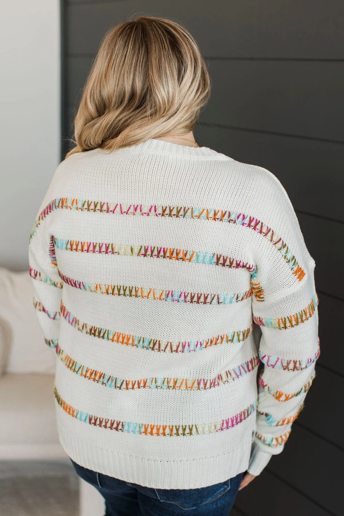 All We Have Striped Knit Sweater- White - Image 8