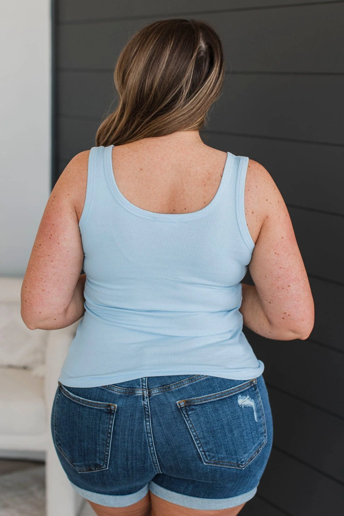 All Who Wander Henley Tank Top- Baby Blue - Image 8