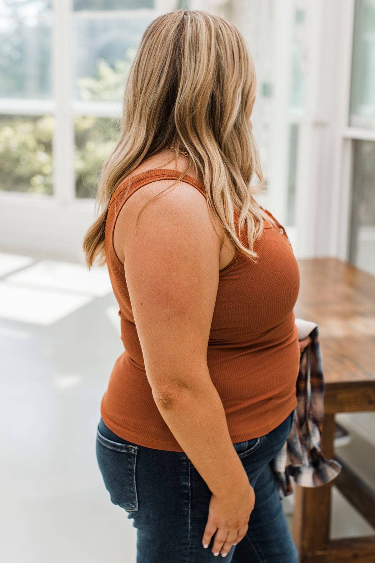 All Who Wander Henley Tank Top- Ginger - Image 5