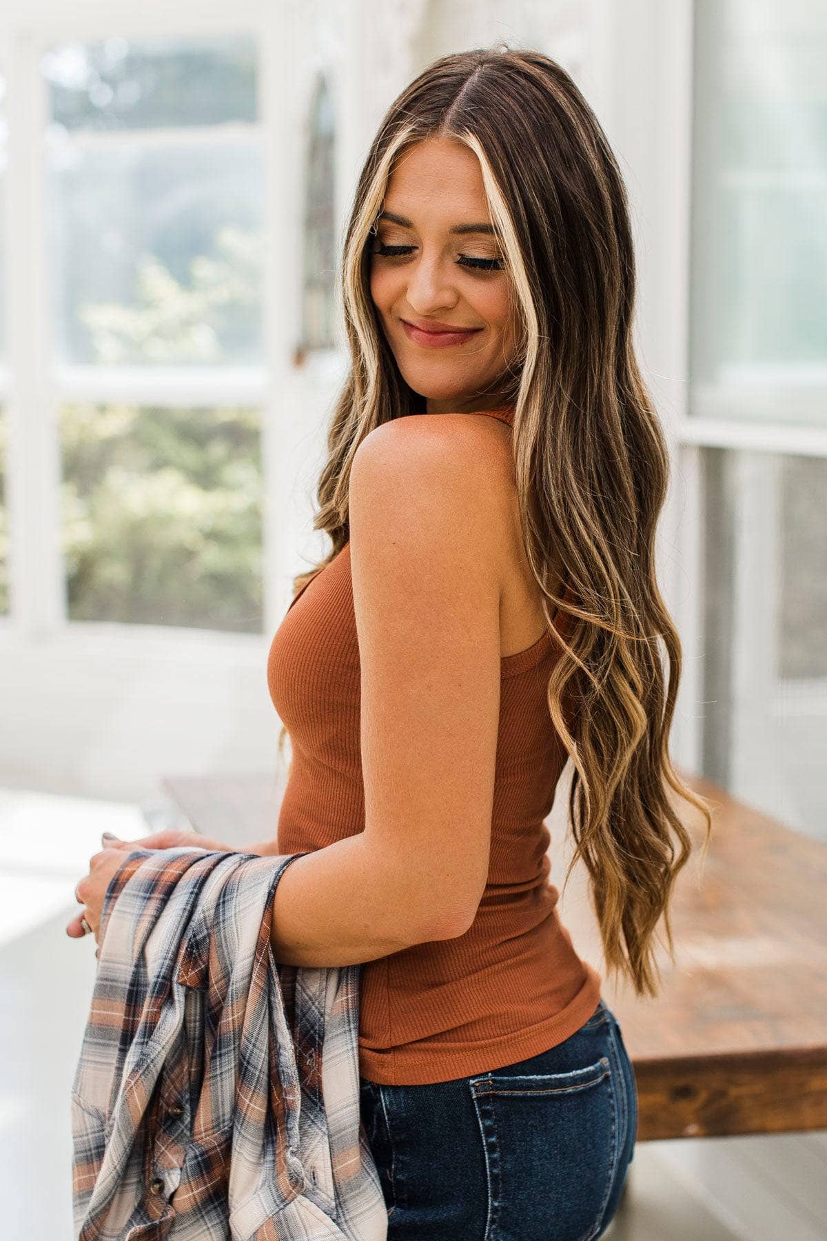 All Who Wander Henley Tank Top- Ginger - Image 6