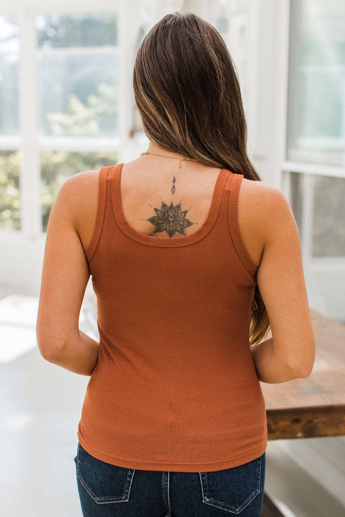 All Who Wander Henley Tank Top- Ginger - Image 8