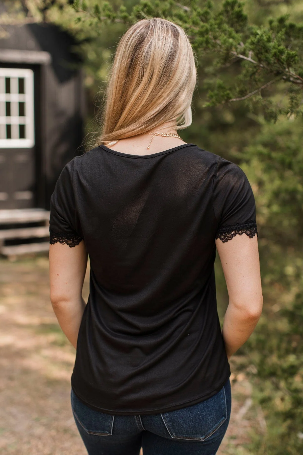 All Your Hopes Lace Trimmed Top- Black - Image 10