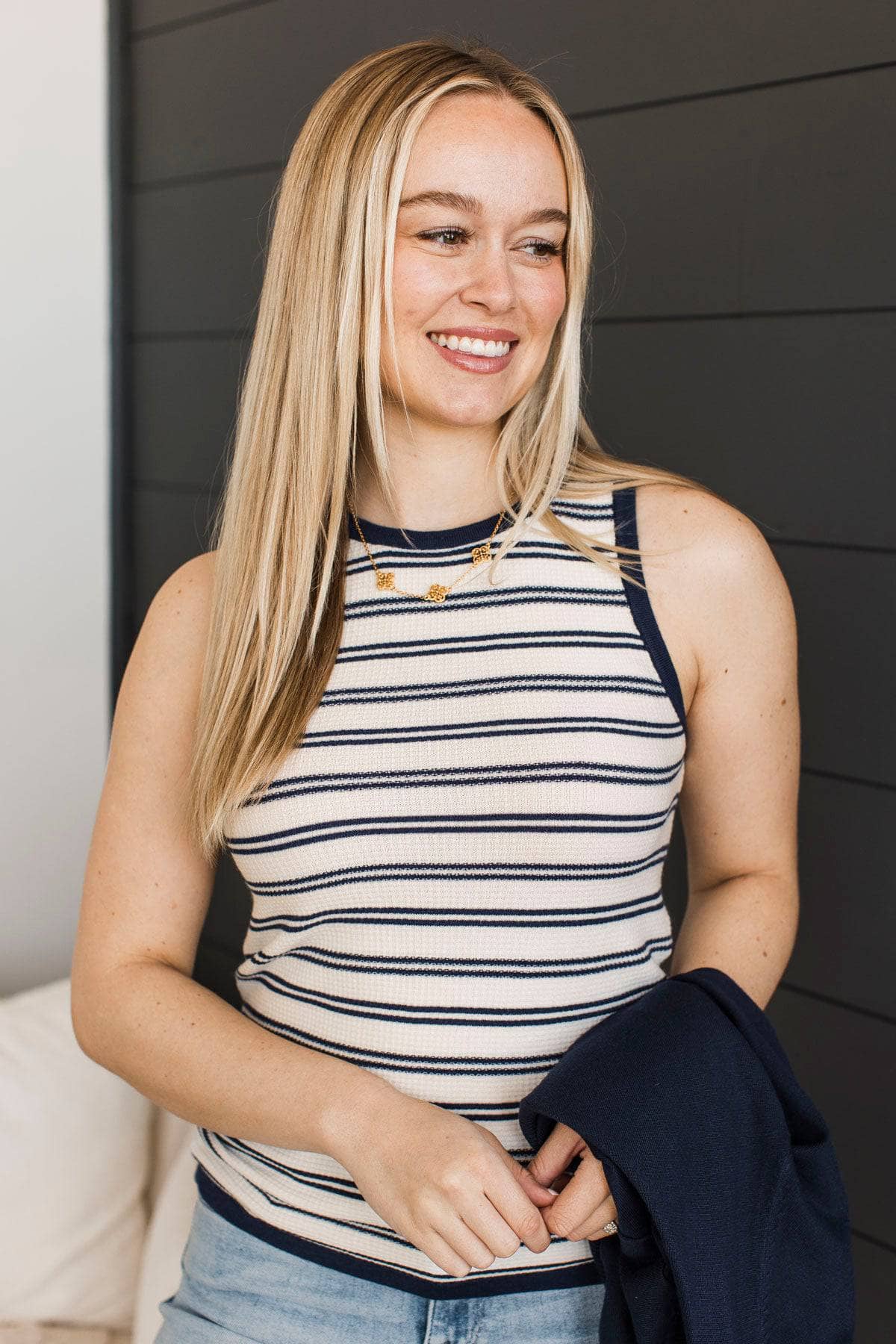 Almost Irresistible Striped Tank Top- Navy & Ivory