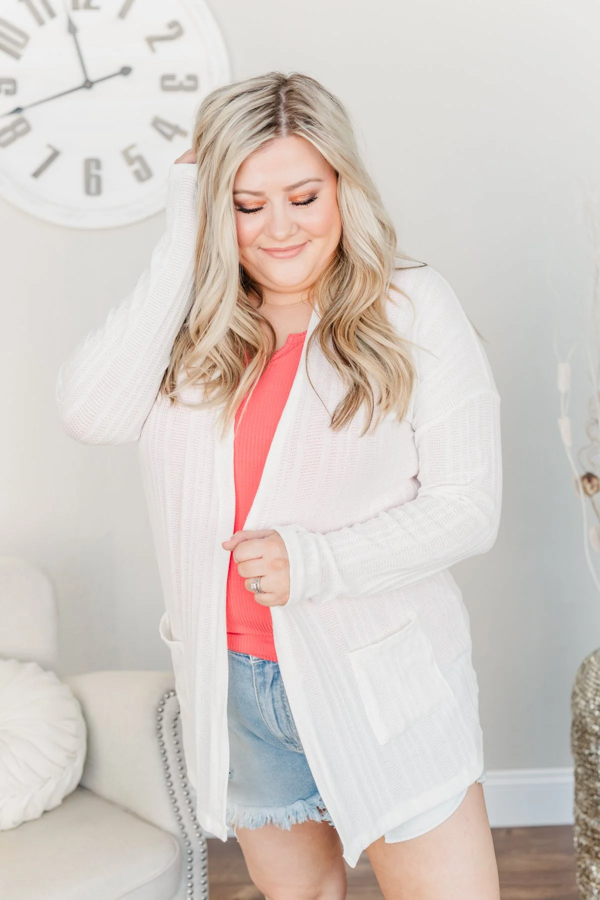 Along For The Adventure Open Knit Cardigan- Ivory - Image 11