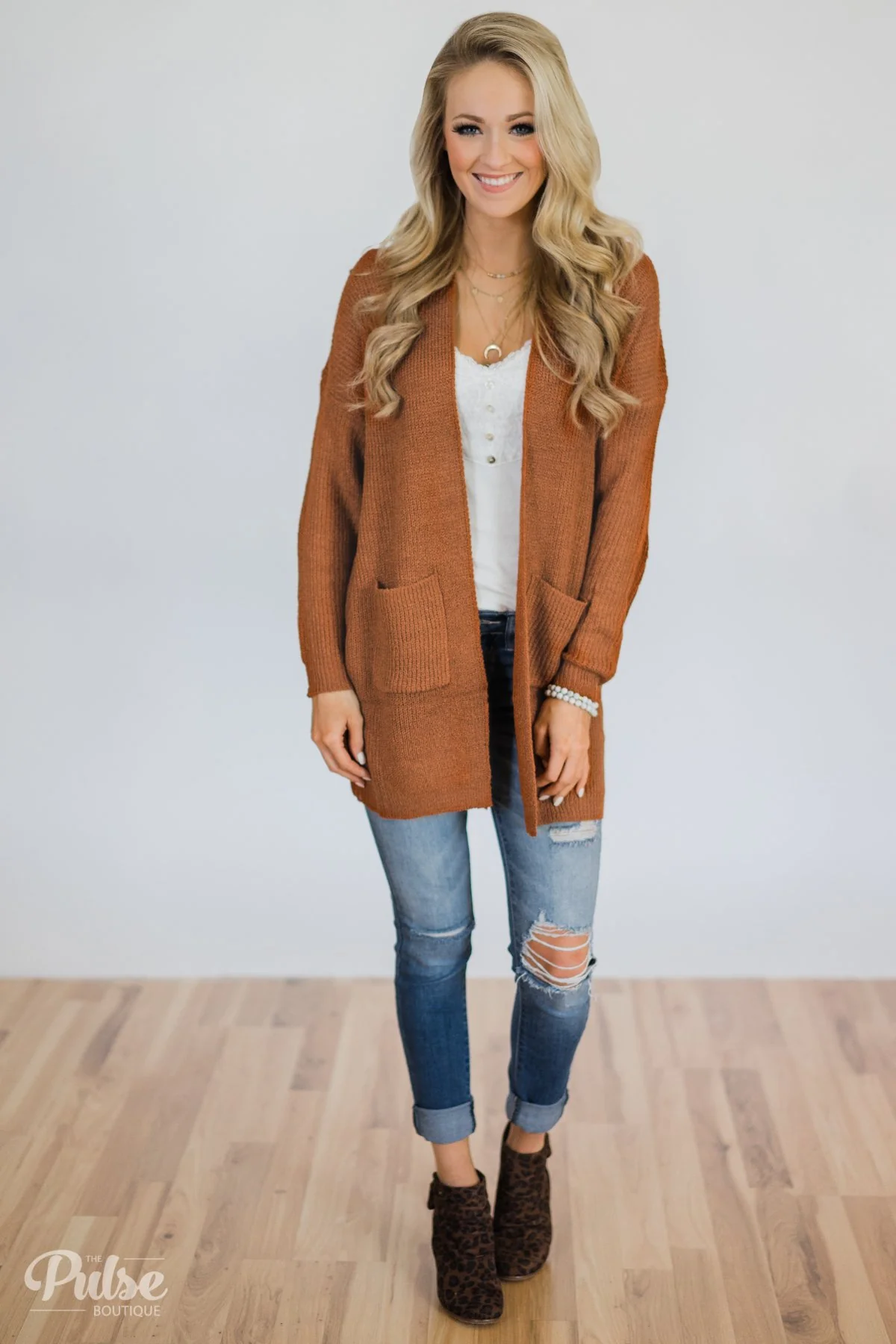 Along for the Ride Knitted Cardigan- Burnt Orange - Image 3