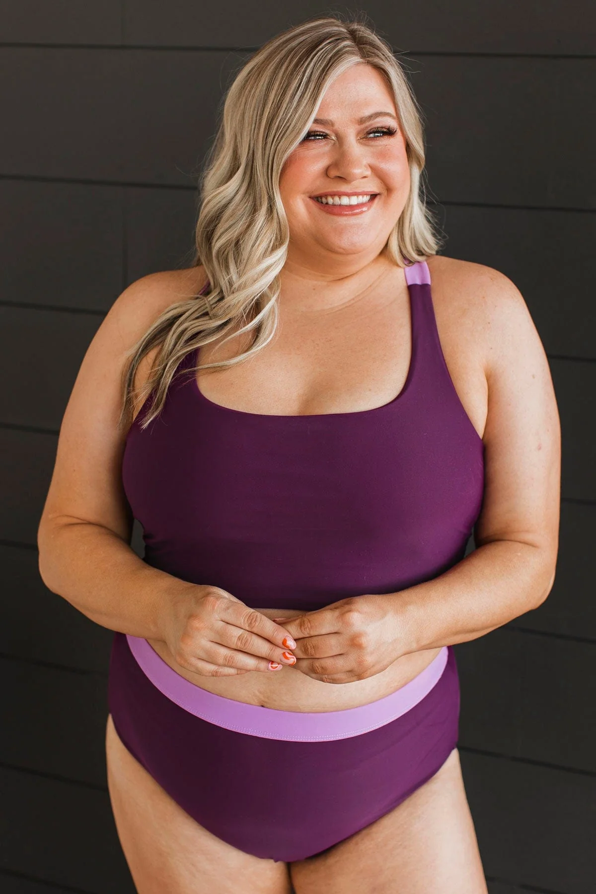 Along The Boardwalk Swim Top- Plum & Lavender