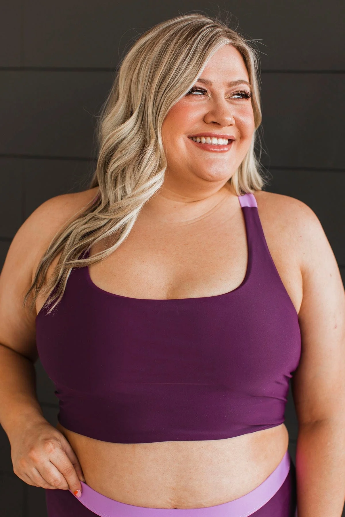 Along The Boardwalk Swim Top- Plum & Lavender - Image 3