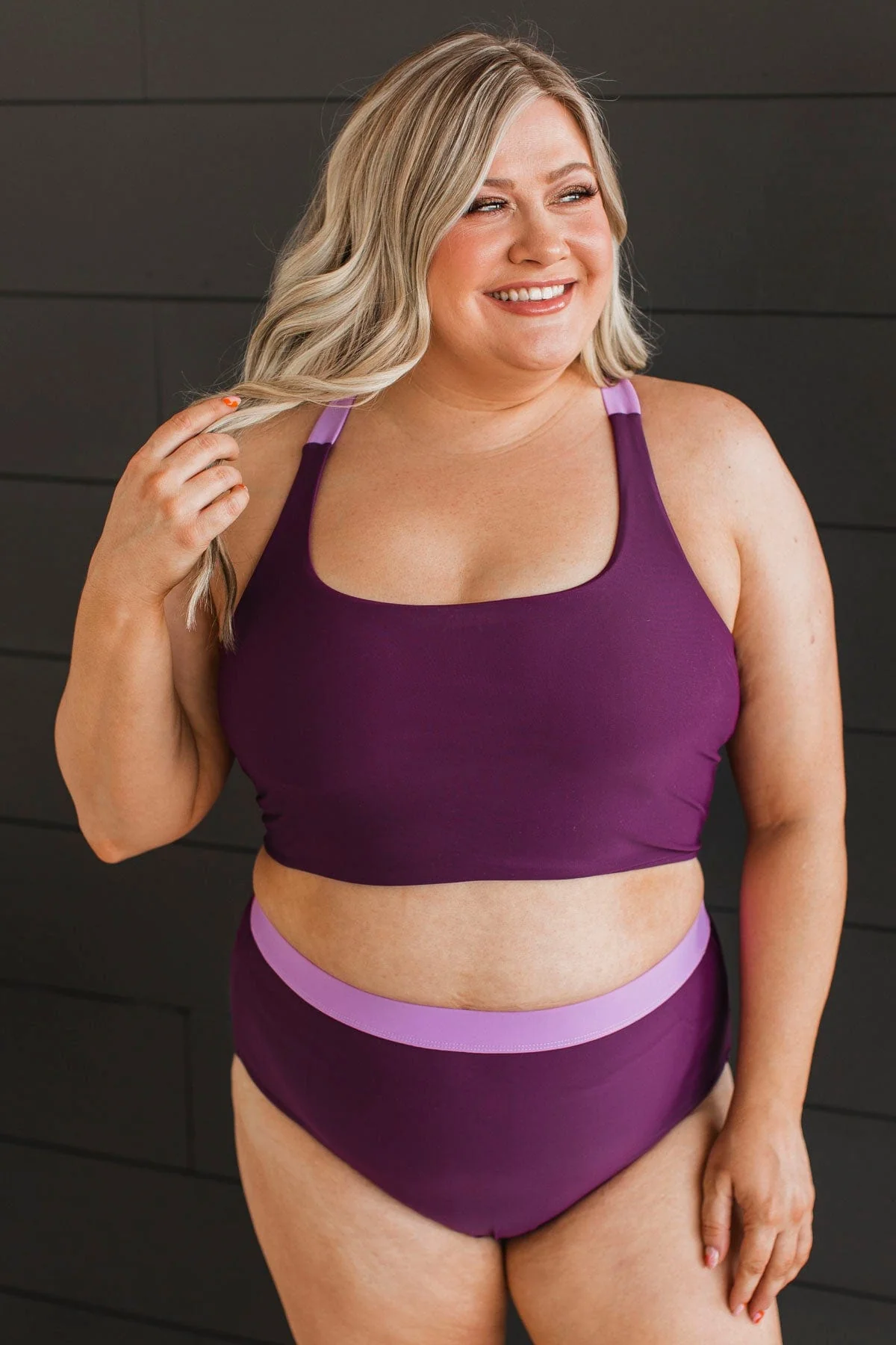 Along The Boardwalk Swim Top- Plum & Lavender - Image 5