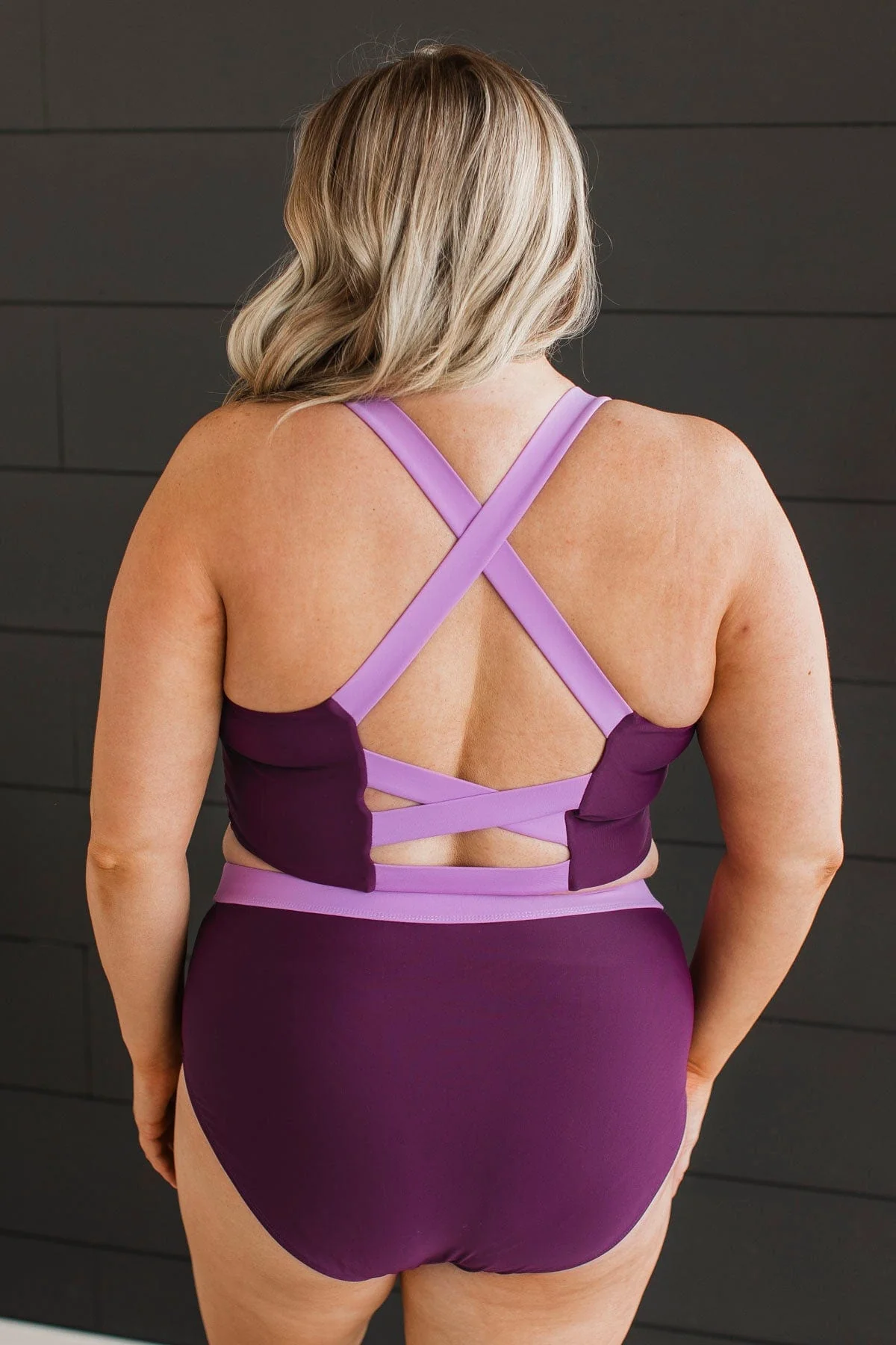 Along The Boardwalk Swim Top- Plum & Lavender - Image 8
