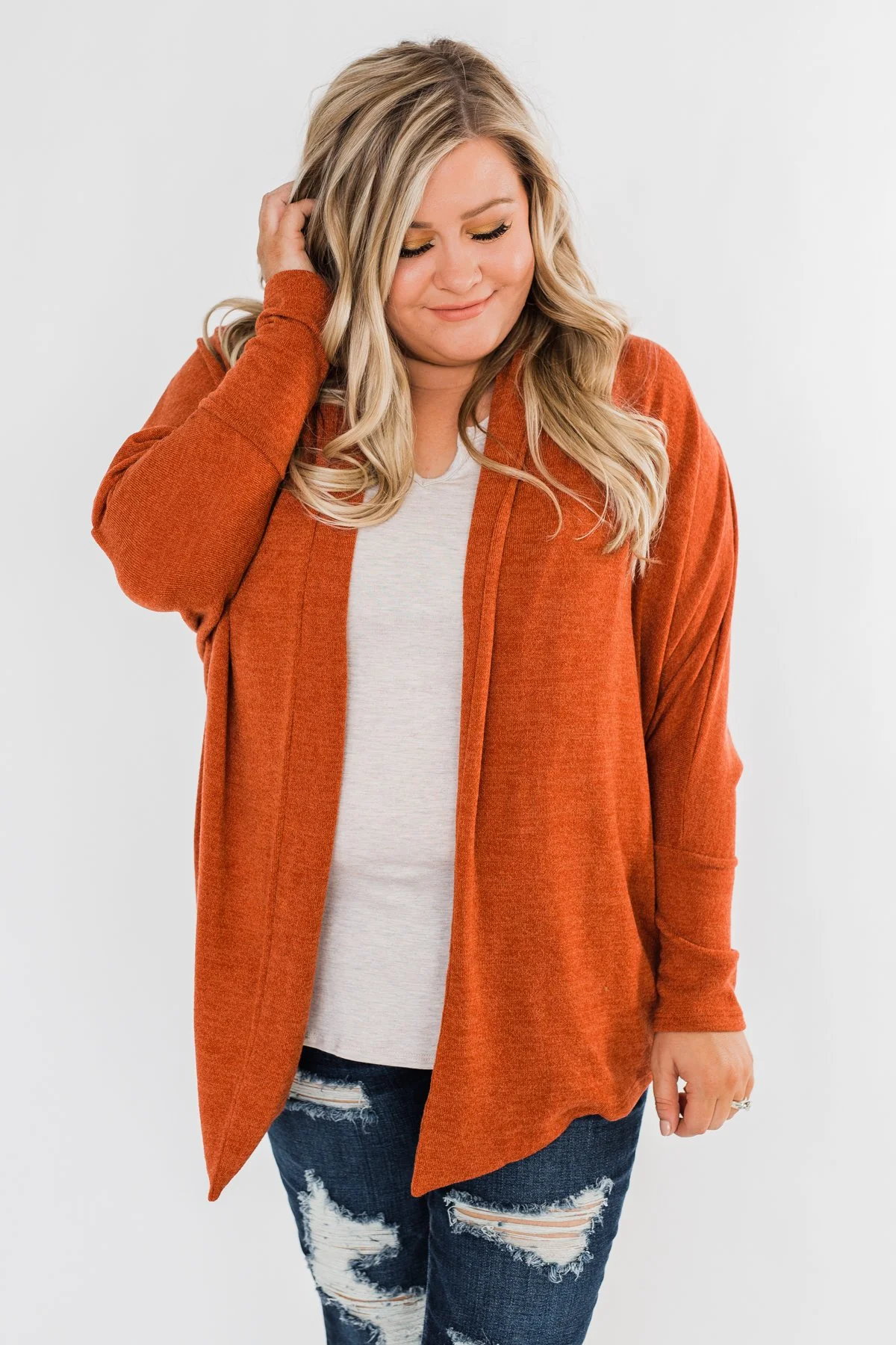 Along We Go Dolman Cardigan- Rust - Image 8