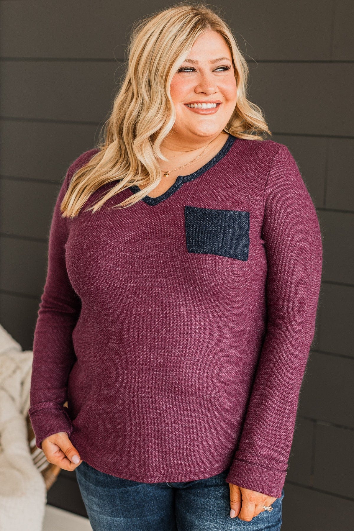 Already Impressed Knit Top- Burgundy - Image 4