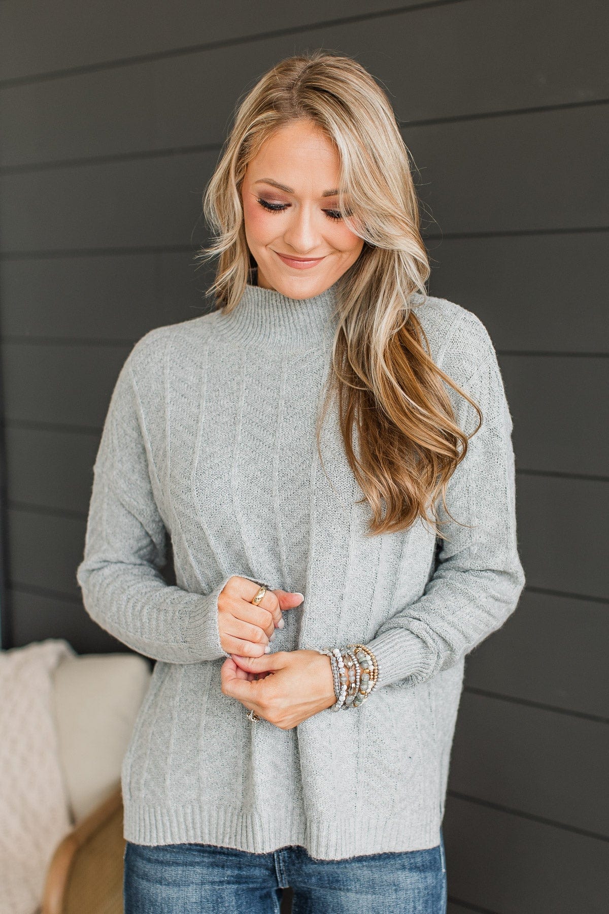 Already Spoken For Knit Sweater- Grey - Image 2
