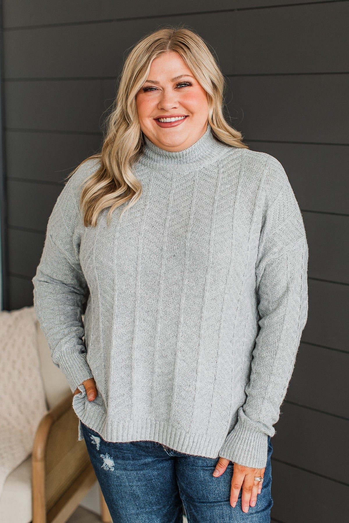 Already Spoken For Knit Sweater- Grey - Image 3