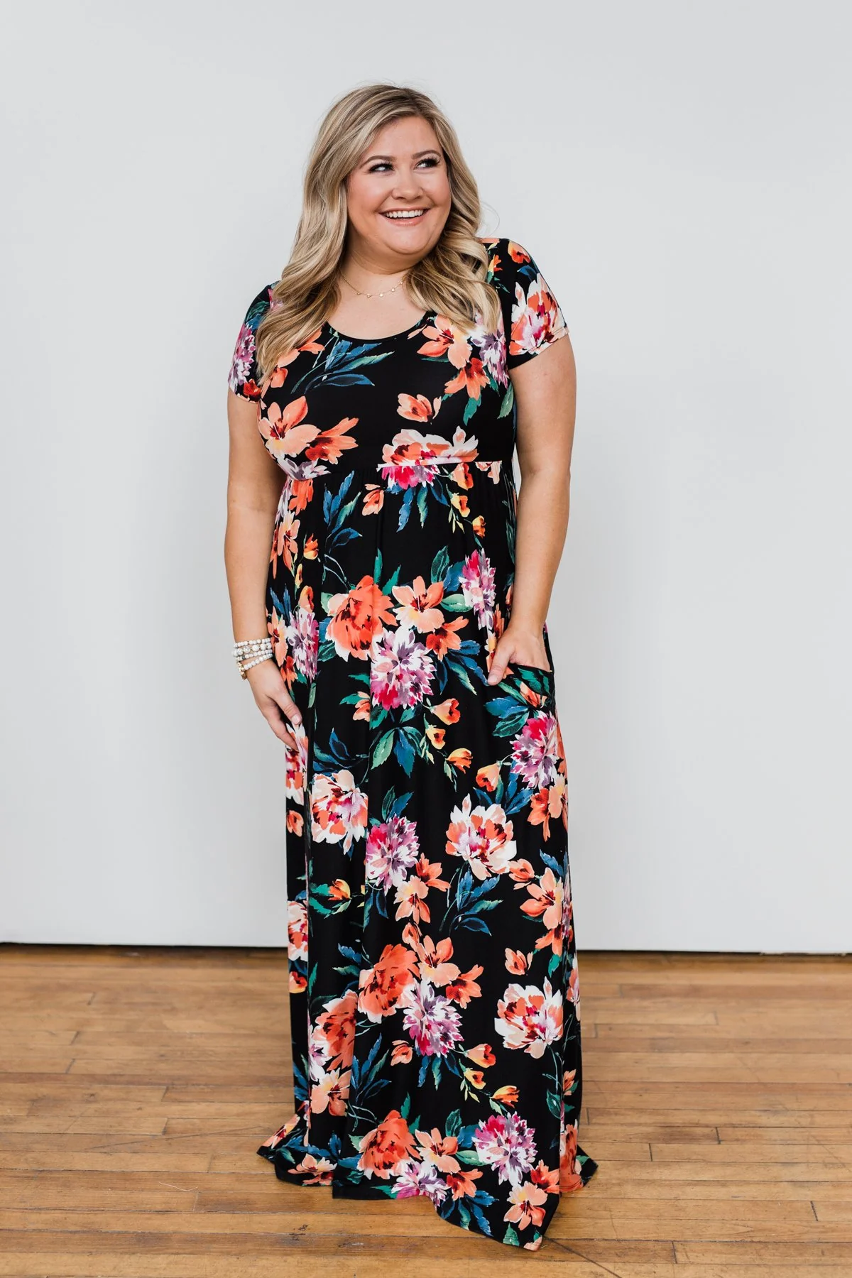 Alright By Me Floral Maxi Dress- Black - Image 4