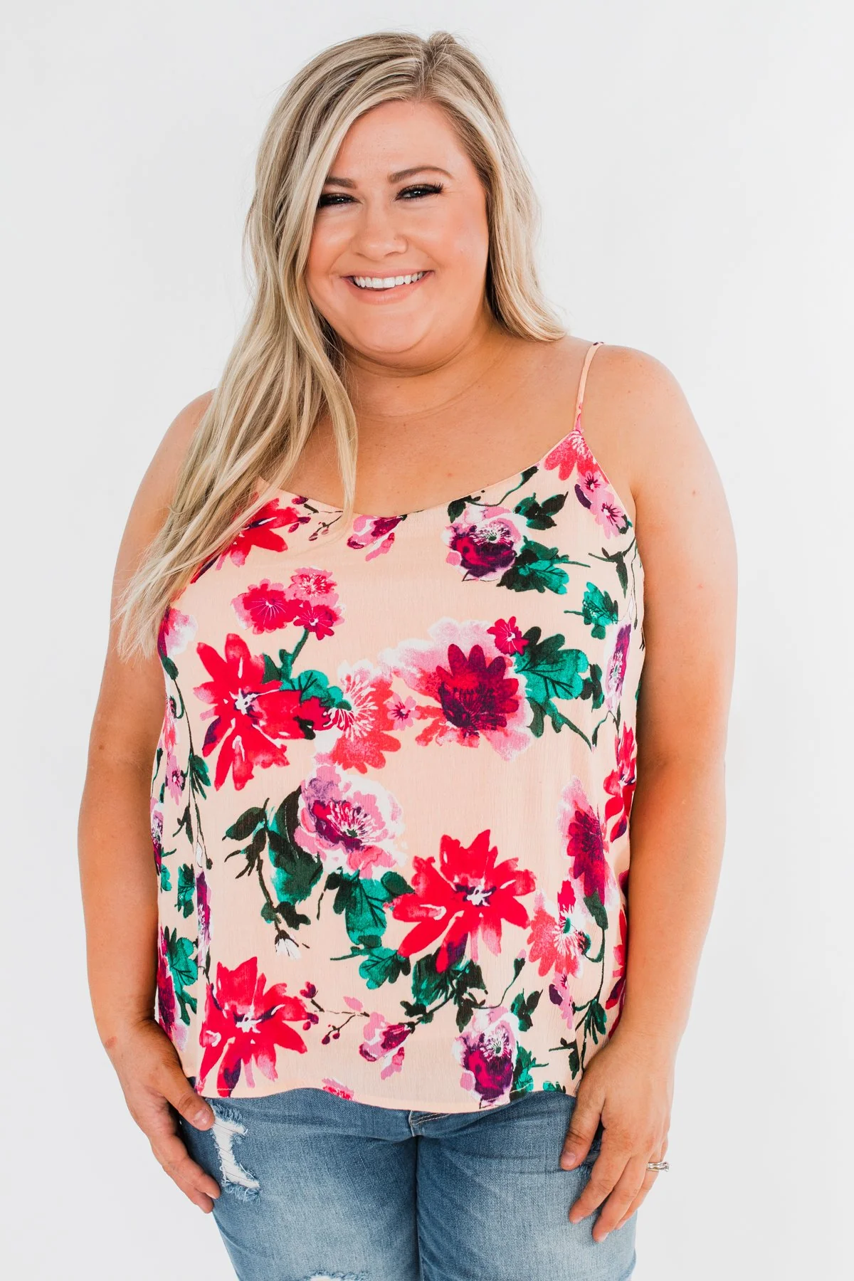 Always A Good Time Floral Tank Top- Peach - Image 6
