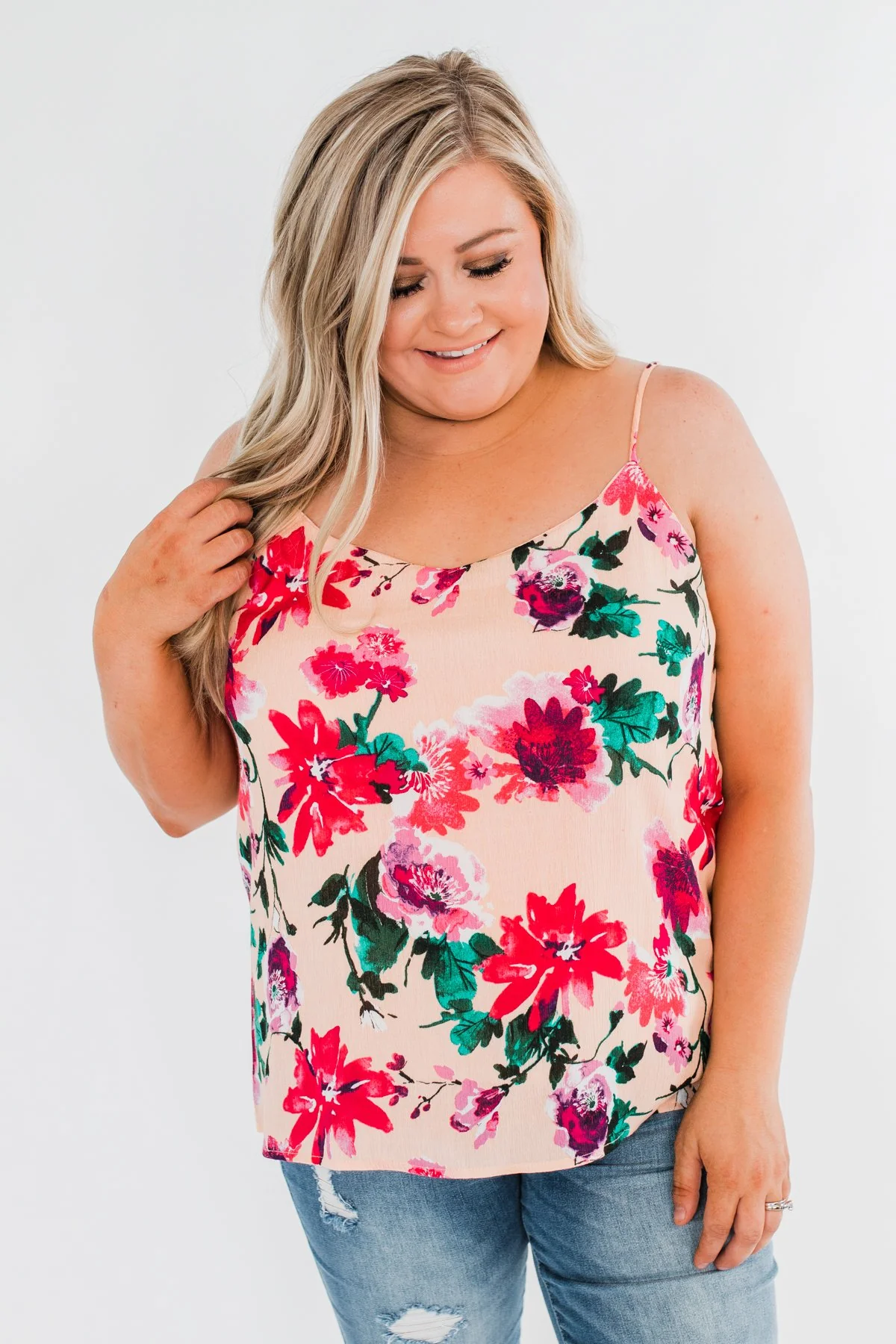 Always A Good Time Floral Tank Top- Peach - Image 8