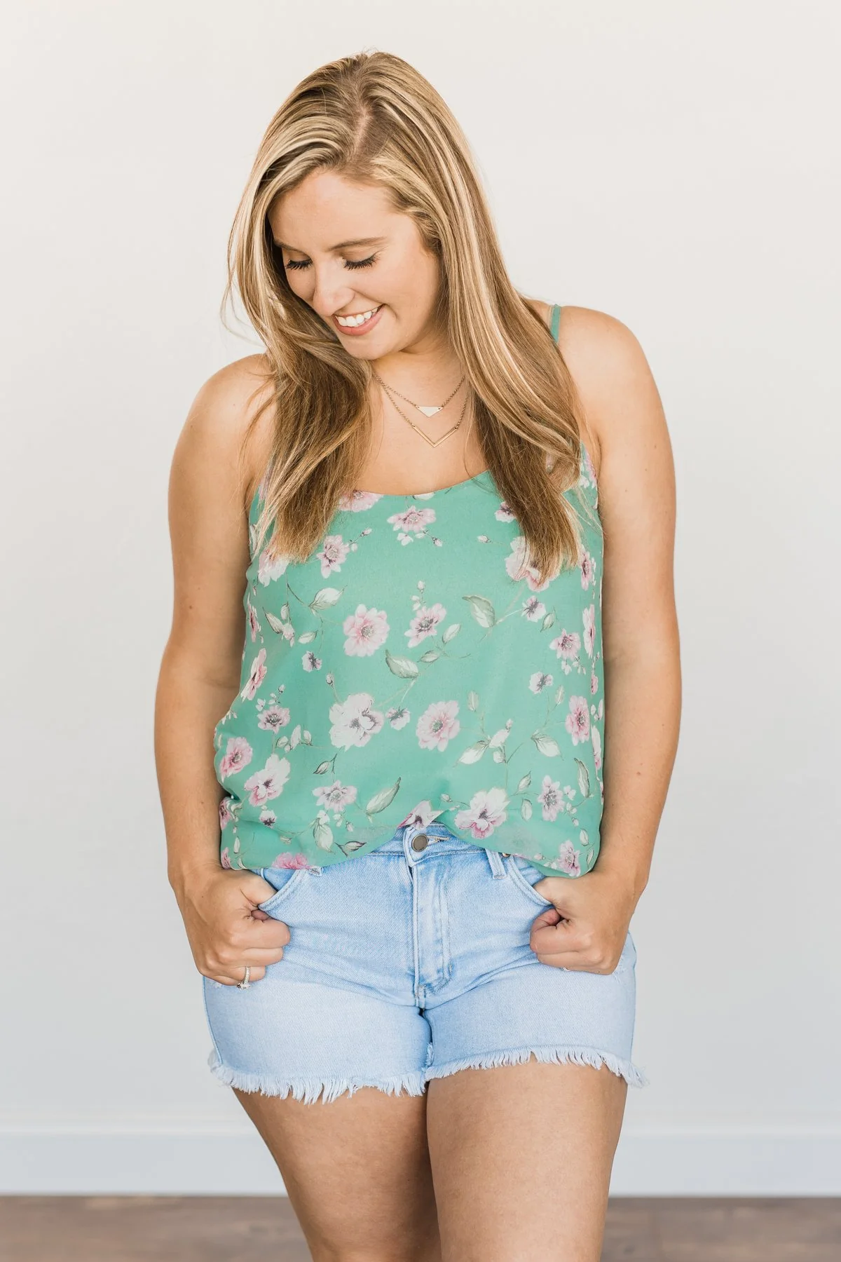 Always About You Floral Tank Top- Mint Blue - Image 3