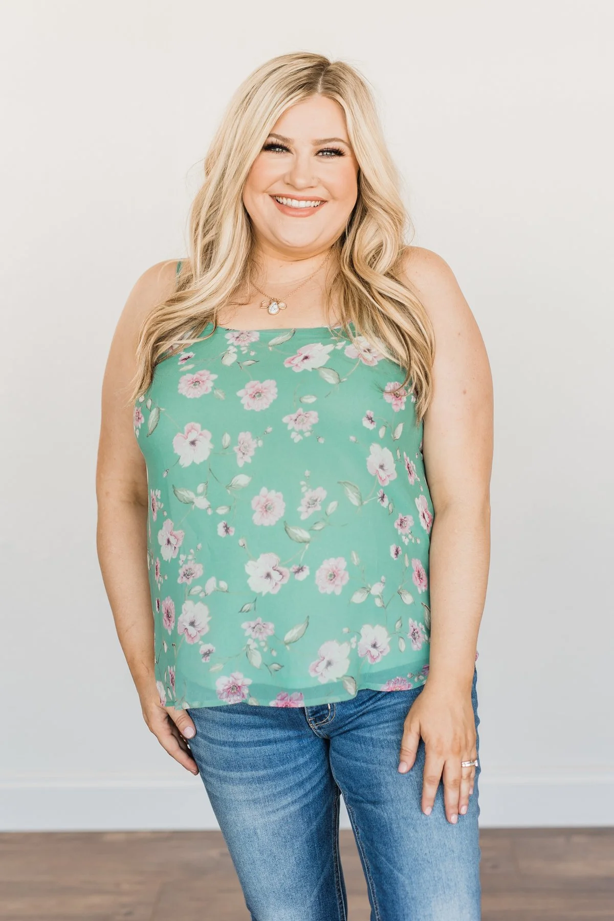 Always About You Floral Tank Top- Mint Blue - Image 5