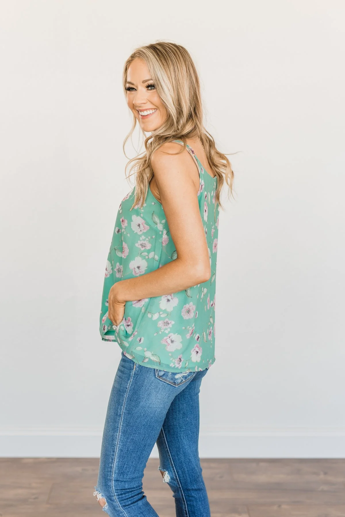 Always About You Floral Tank Top- Mint Blue - Image 7