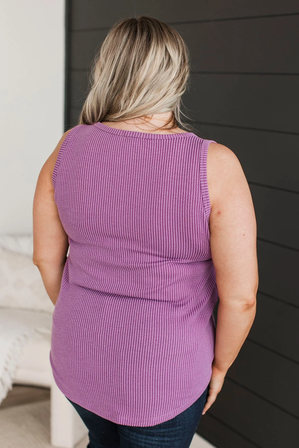 Always Adorable Ribbed Tank Top- Light Plum - Image 8