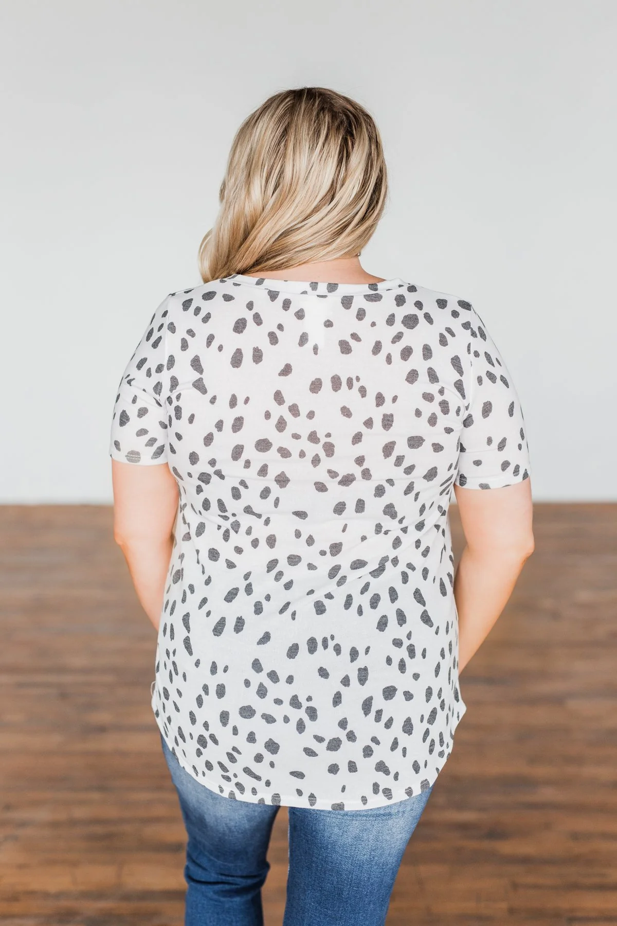 Always Be There Short Sleeve Spotted Top- Off White - Image 9