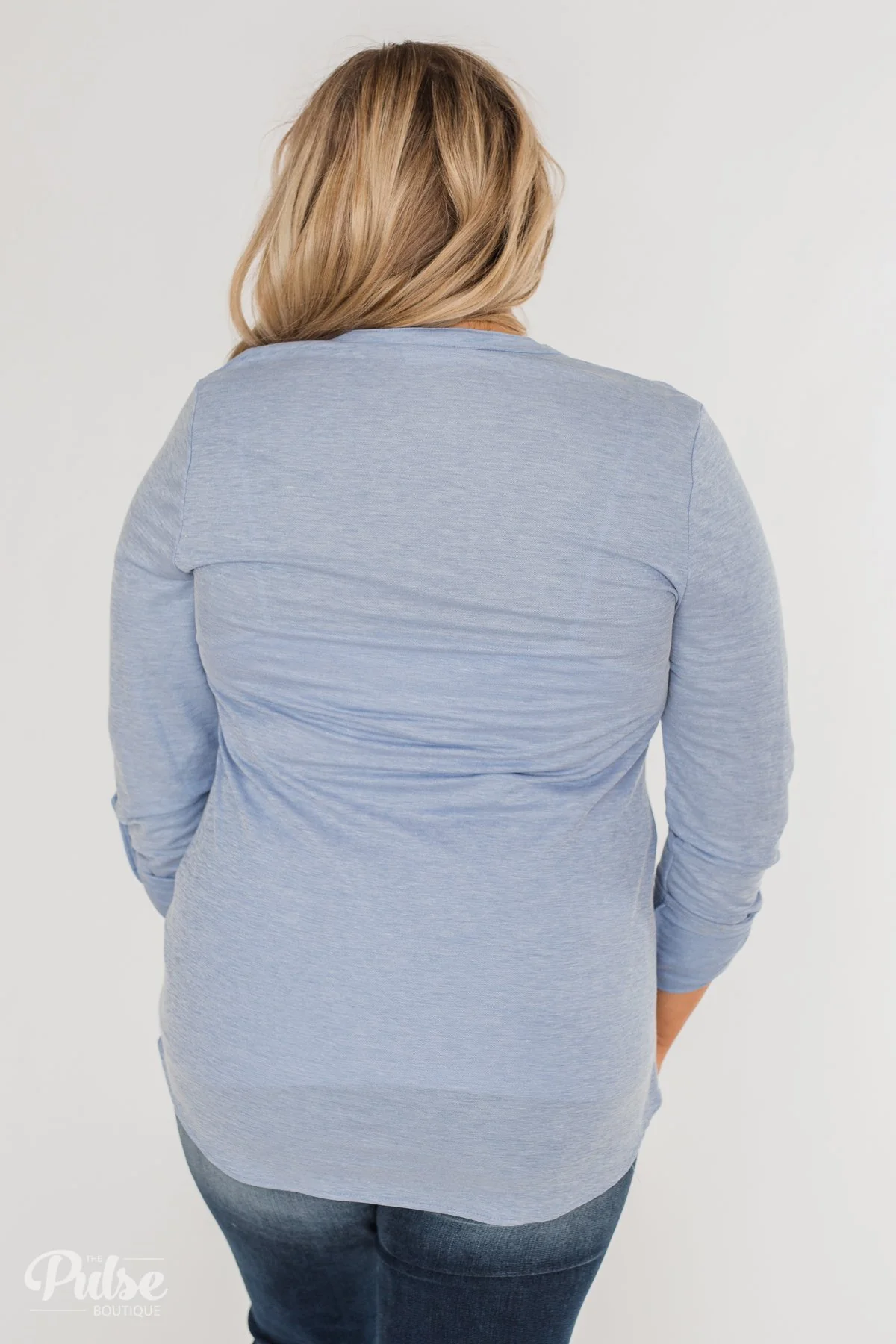 Always Be True V-Neck Top - Light Denim - Image 15