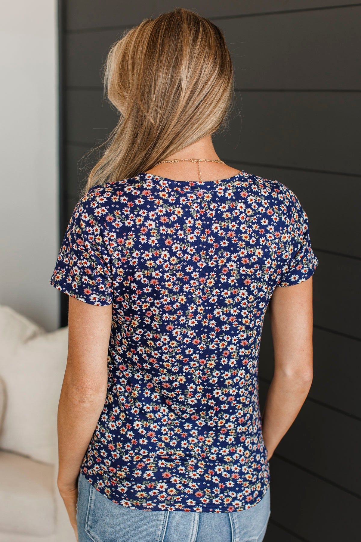 Always Beloved Short Sleeve Floral Top- Royal Blue - Image 10