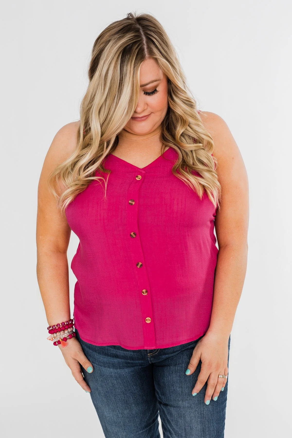 Always Choose You Button Tank Top- Dark Fuchsia - Image 8