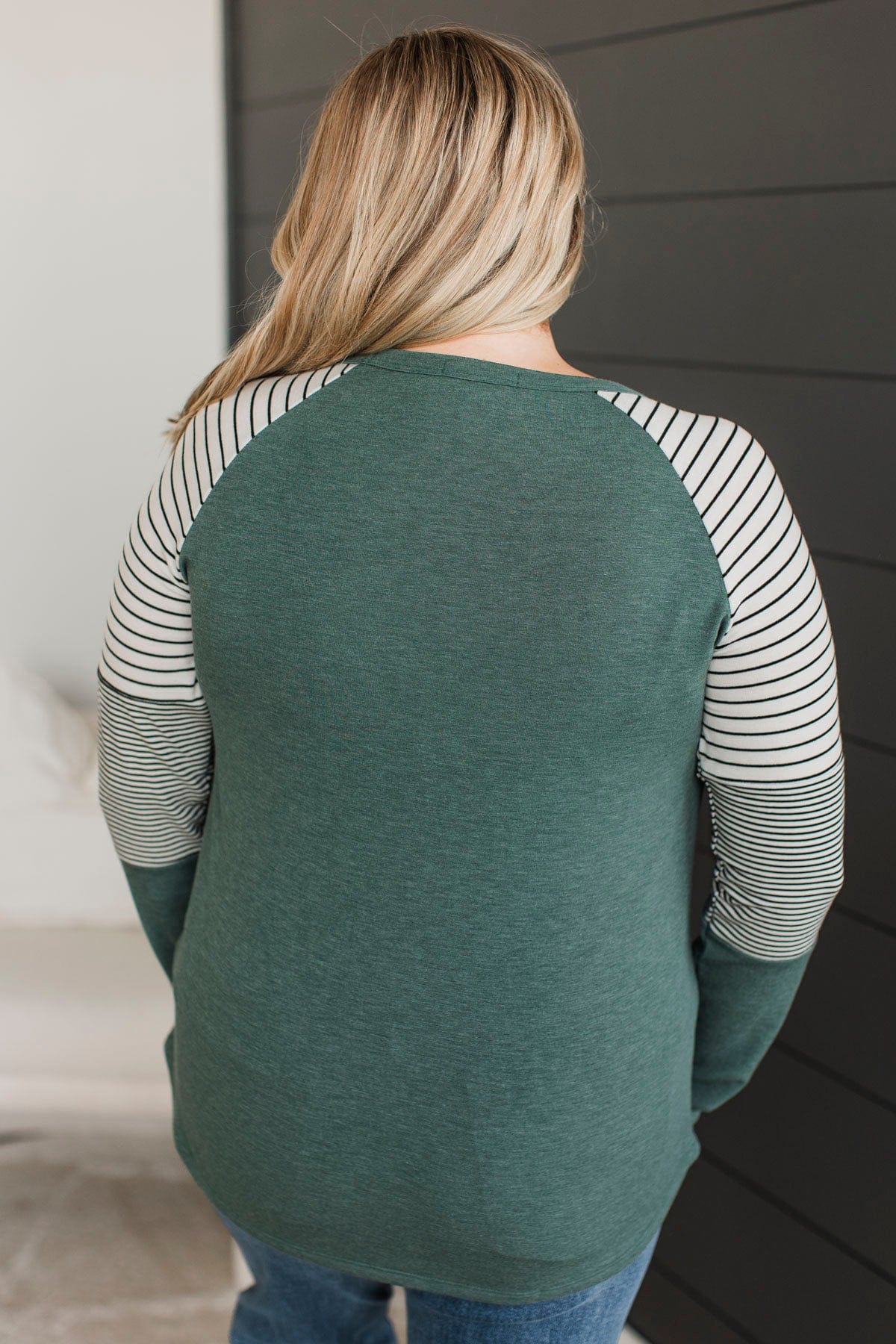 Always Compelling Color Block Top- Hunter Green - Image 8