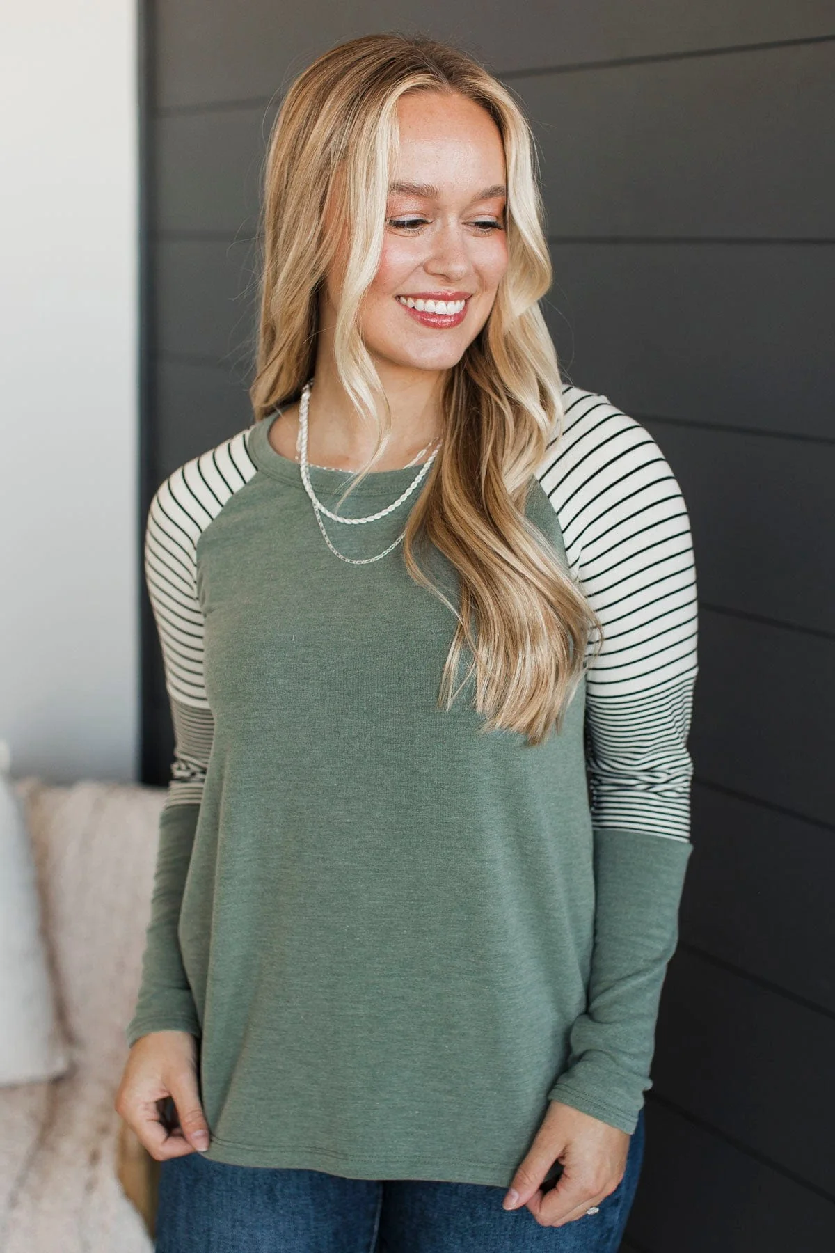 Always Compelling Color Block Top- Olive - Image 4
