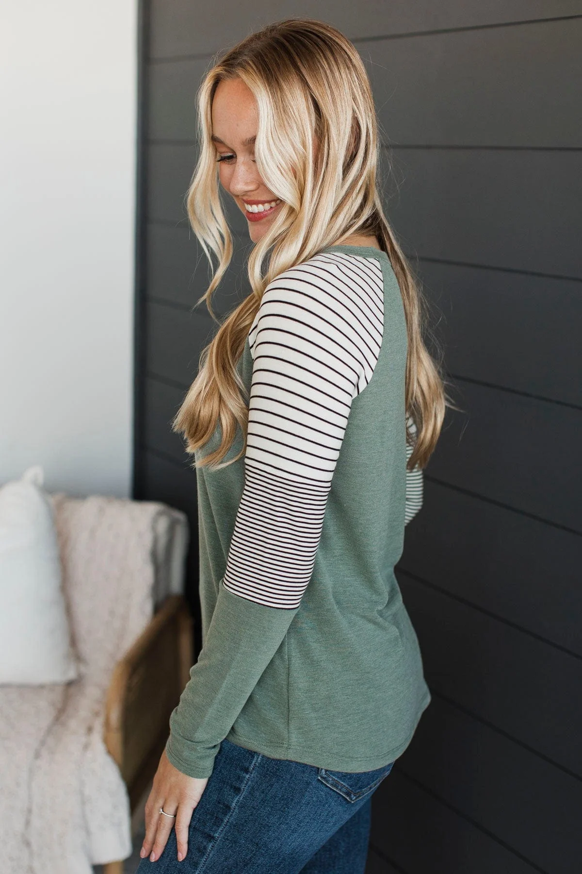 Always Compelling Color Block Top- Olive - Image 6