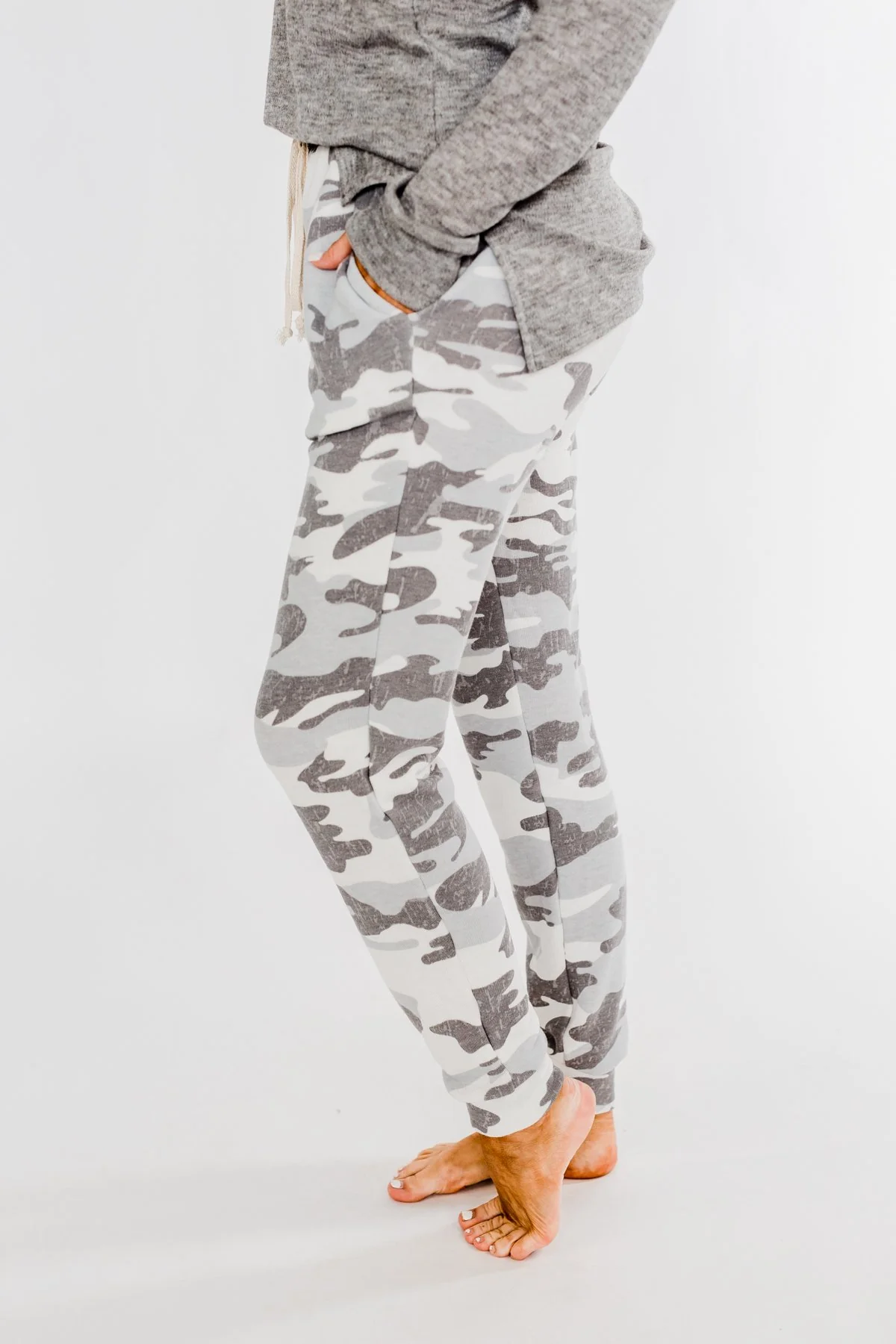 Always Cozy Camo Drawstring Joggers- Grey Camo - Image 5