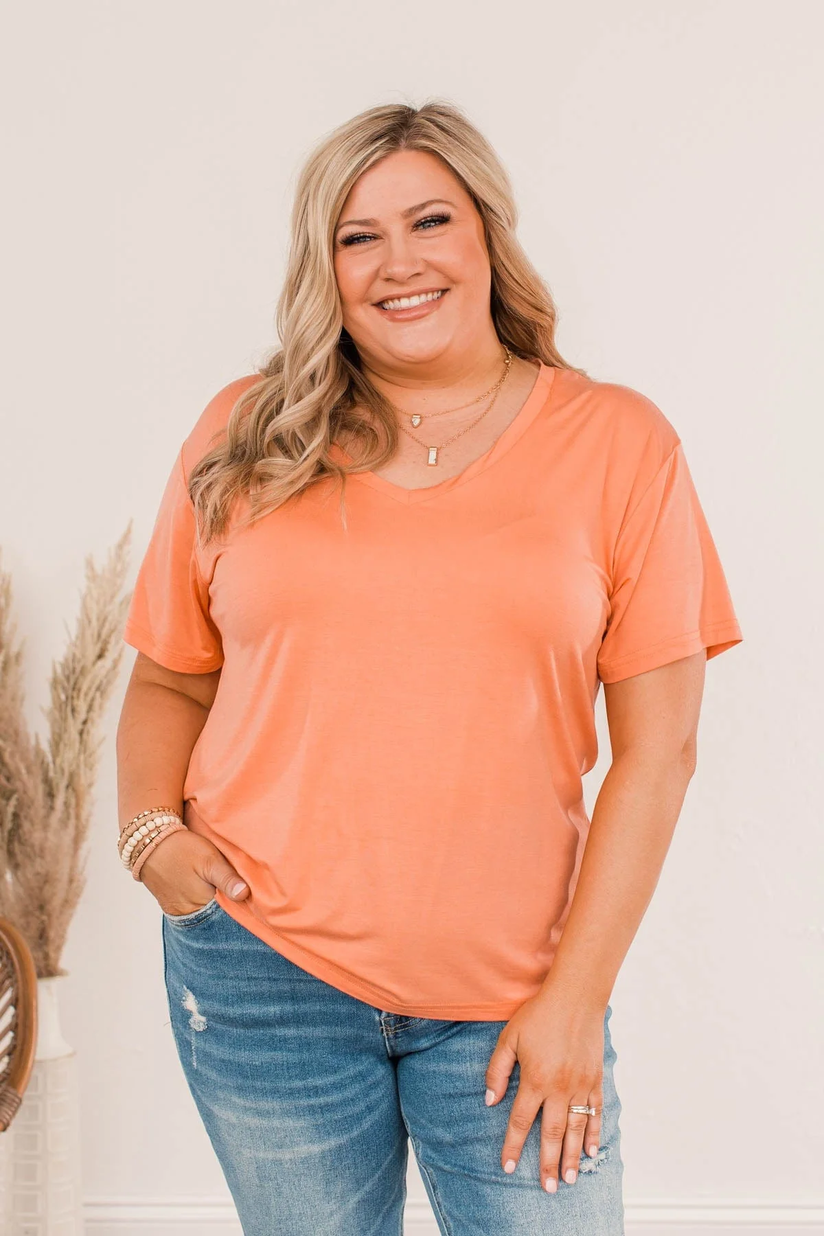 Always Essential V-Neck Top- Sherbert - Image 2