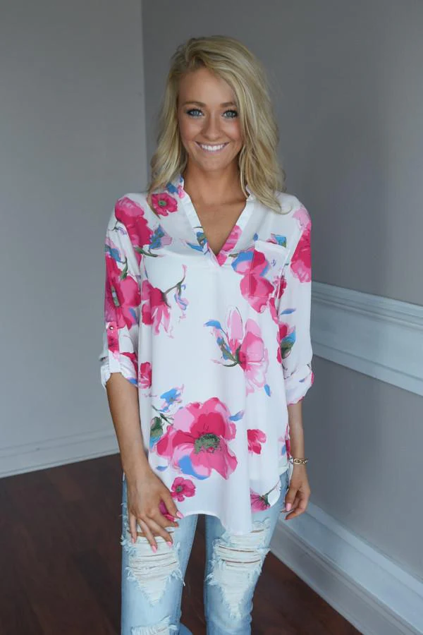 Always Faithful Floral Blouse ~ Ivory - Image 5
