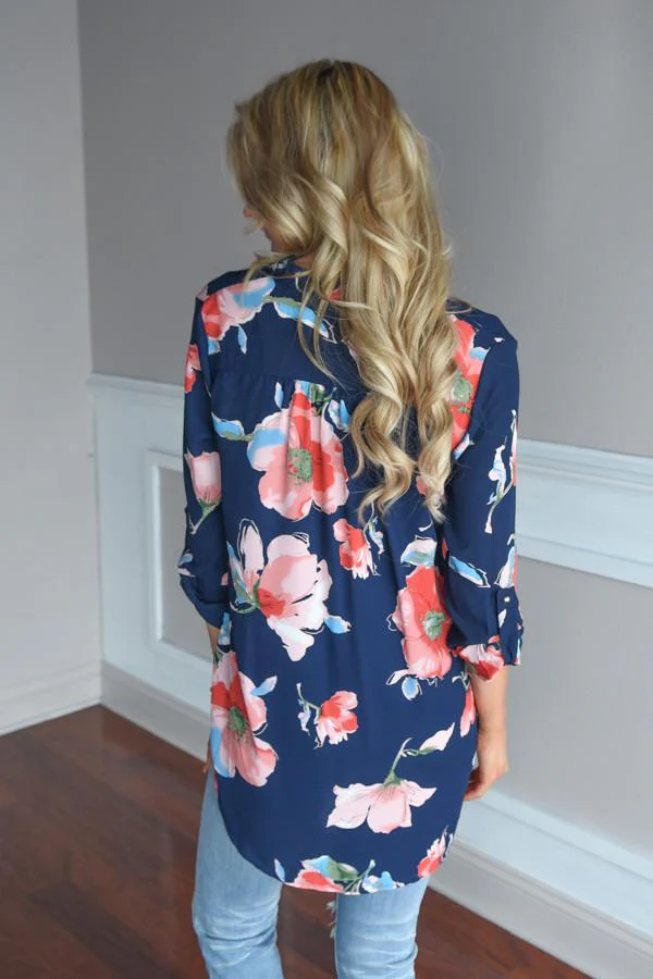 Always Faithful Navy Floral Blouse - Image 6