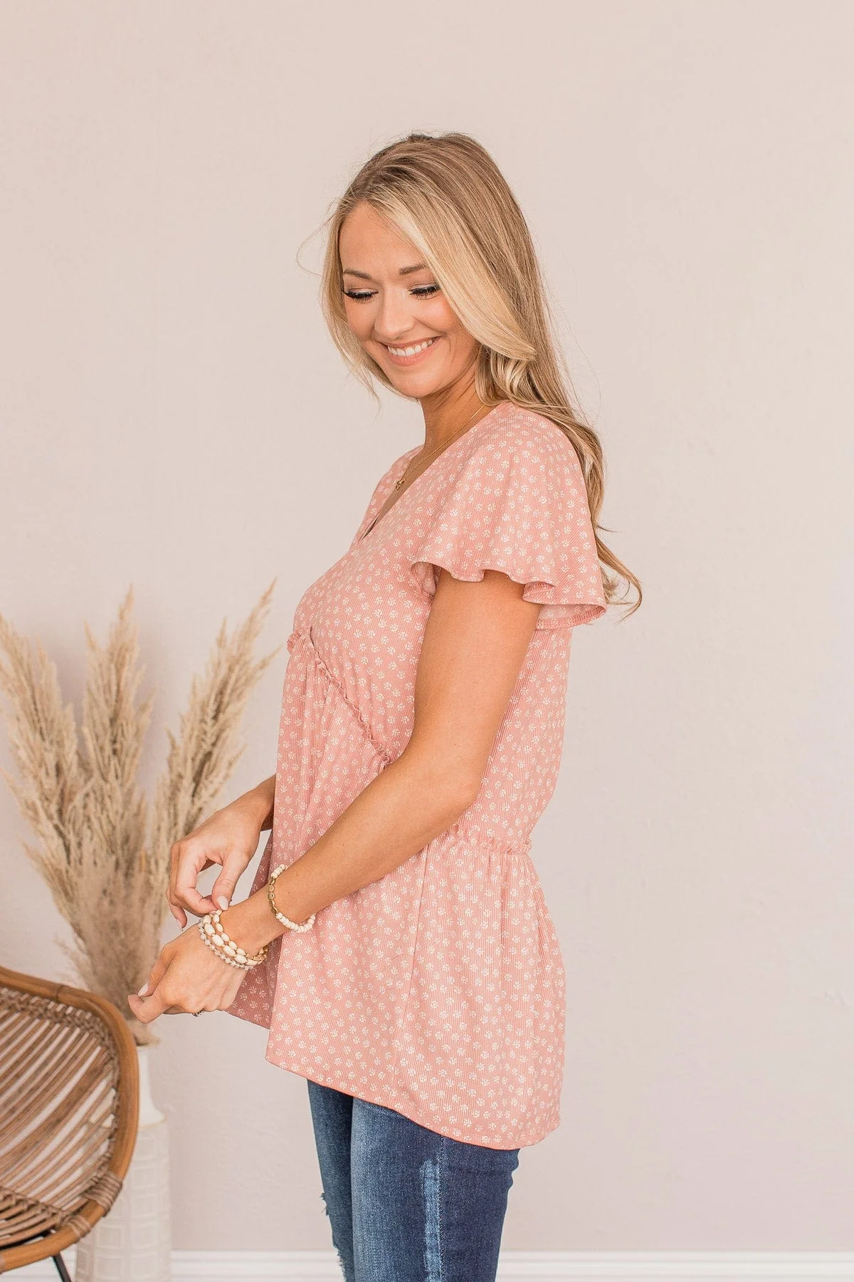 Always Find The Good Babydoll Top- Dusty Pink - Image 6