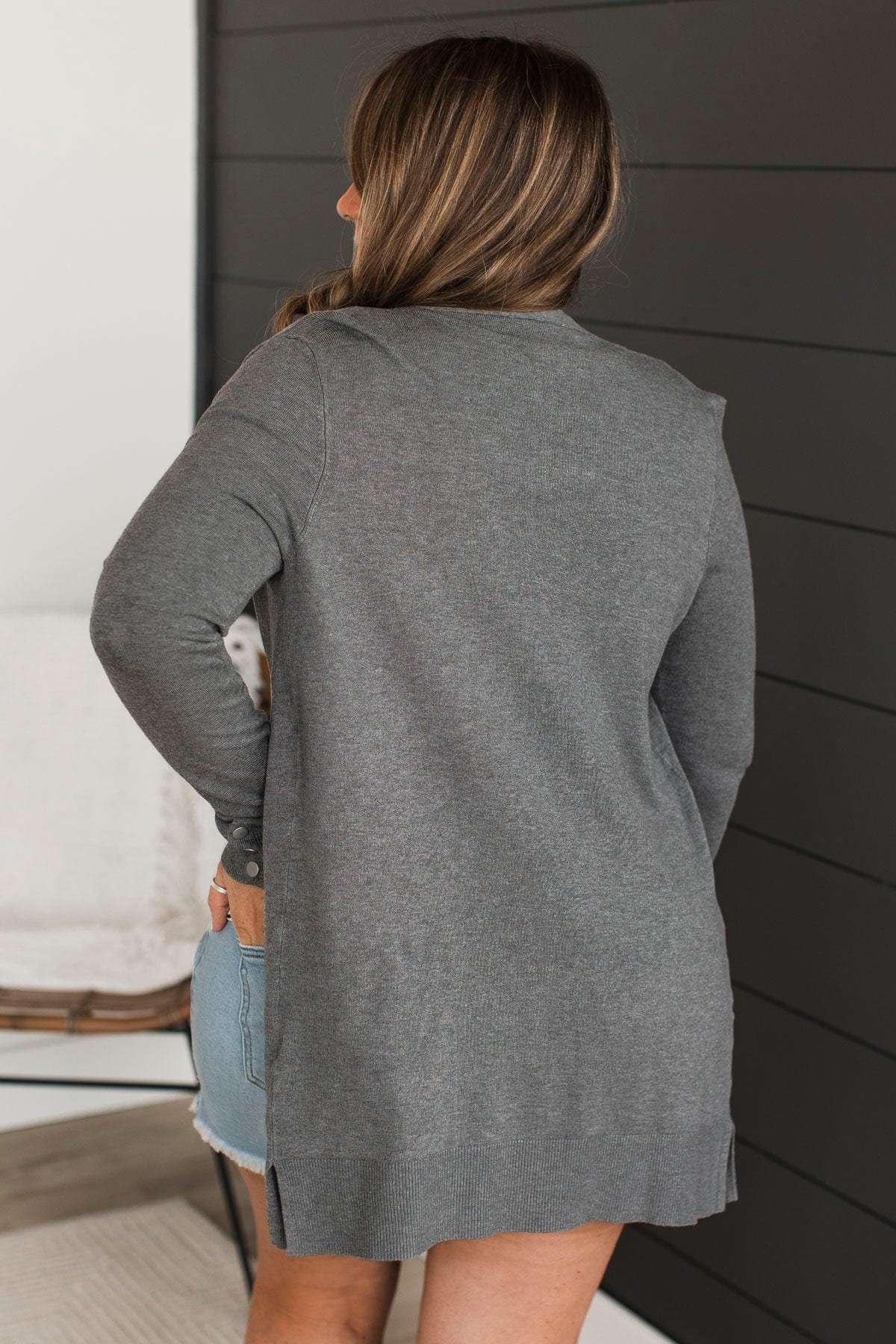 Always Impressive Knit Cardigan- Charcoal - Image 8