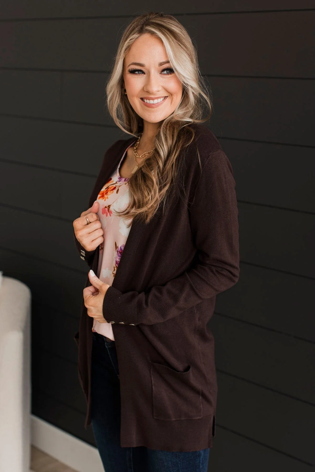 Always Impressive Knit Cardigan- Dark Brown - Image 5